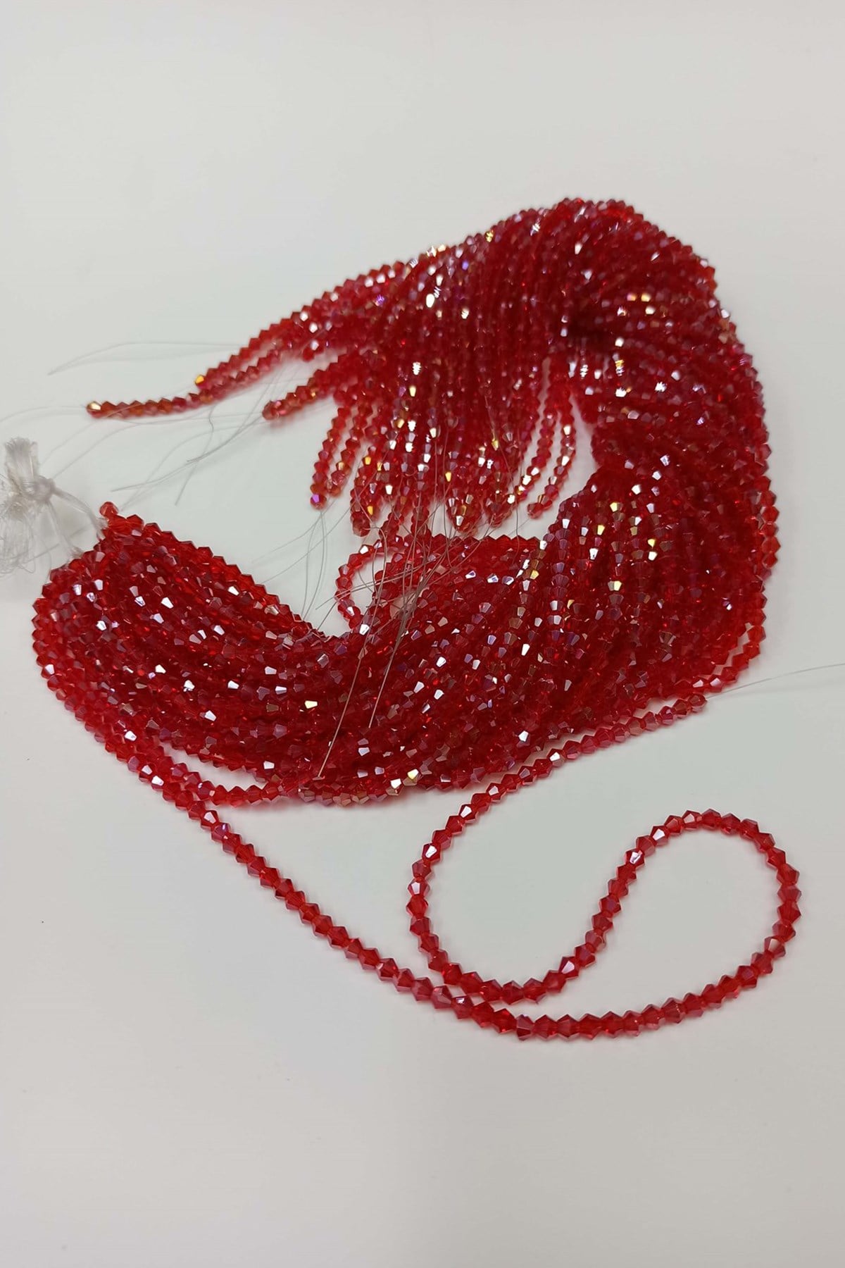 Medium Red Crystal Beads Pyramid 4 mm