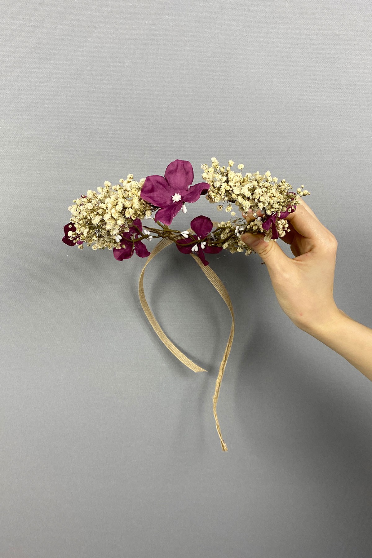 Ortancalı Kuru Çiçekli Dış Çekim Gelin Saç Aksesuarı