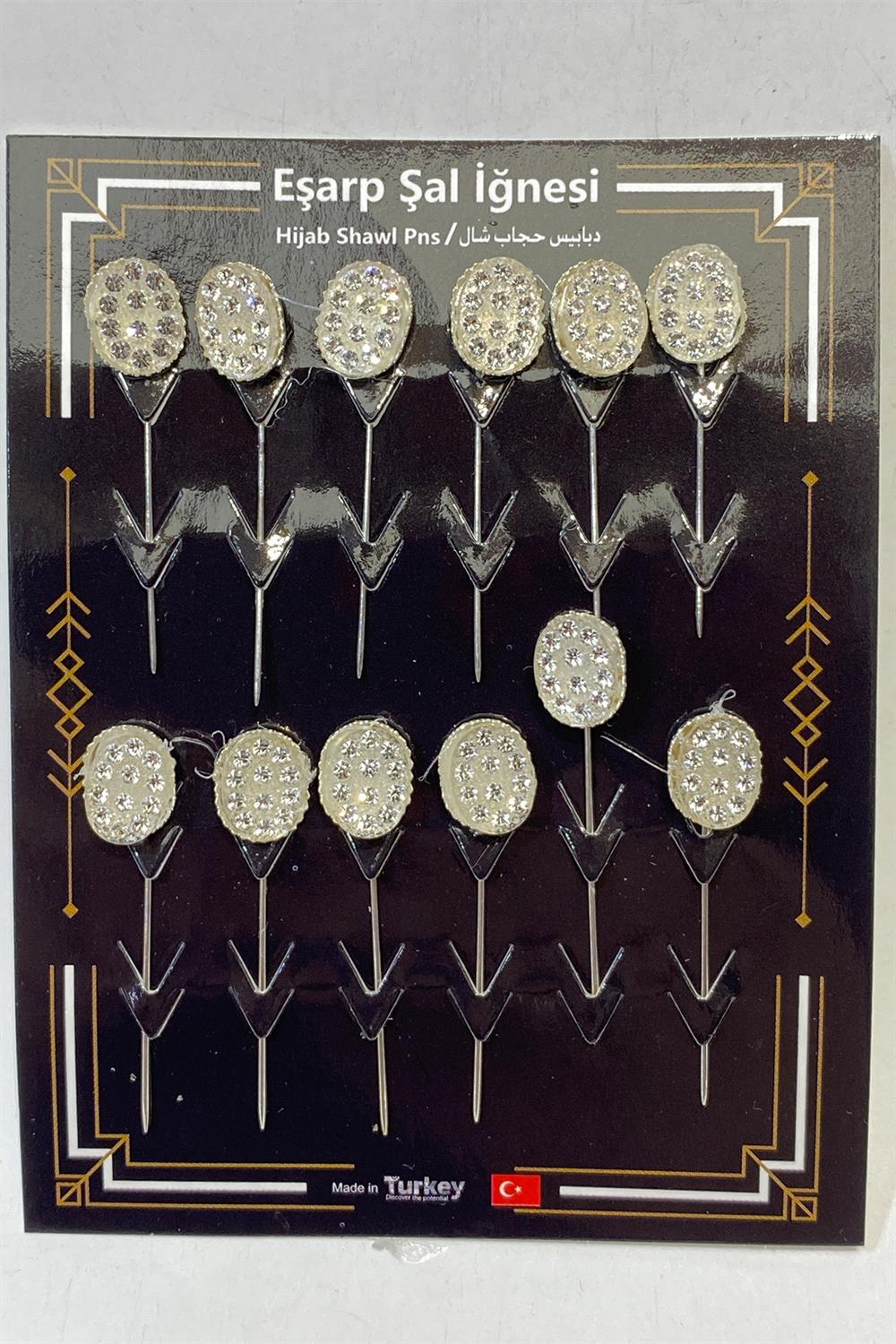 Oval Broş Eşarp İğnesi 12 Adet