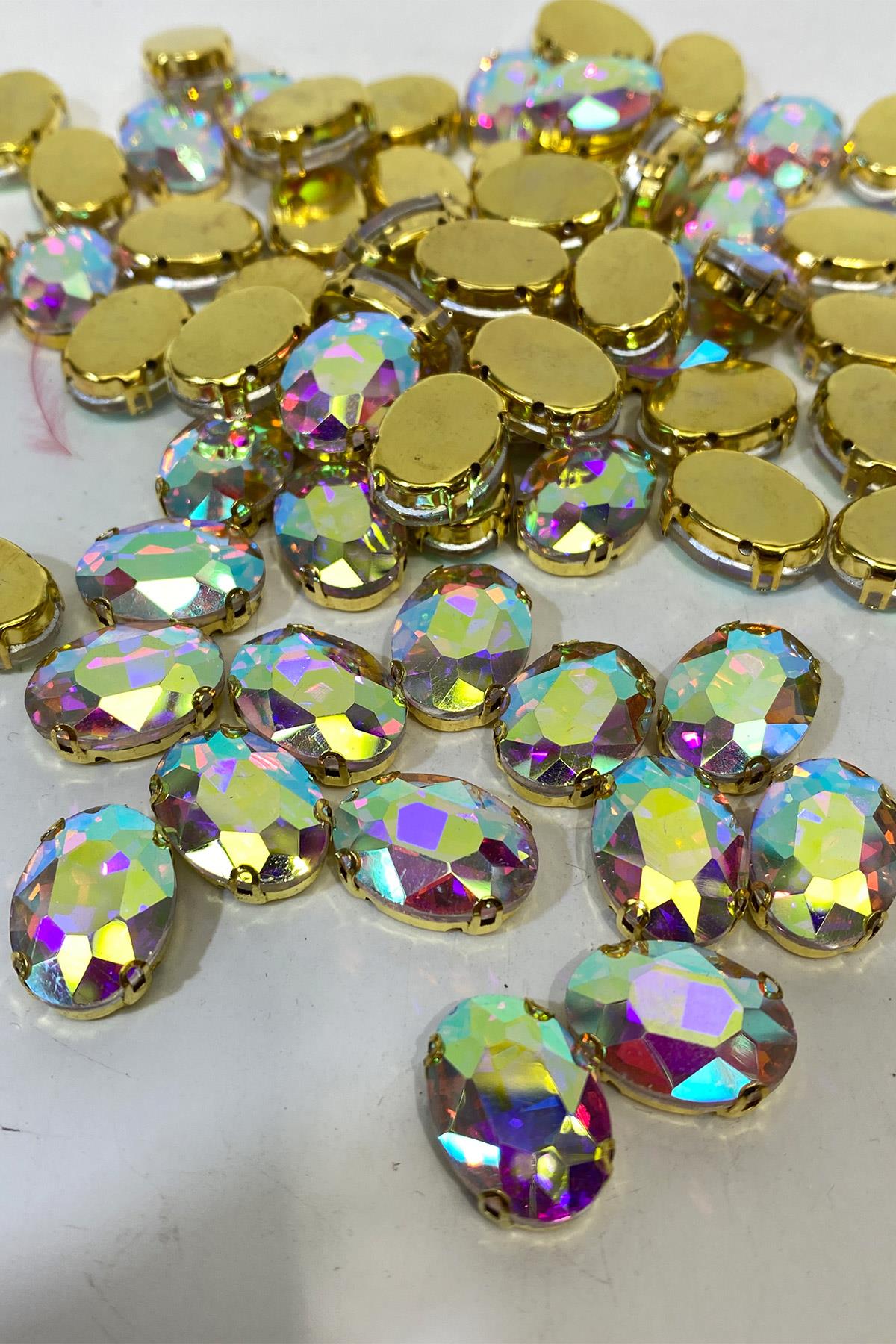 Oval Kasalı Beyoğlu Taşı Dikme Cam Boncuk 5 Adet