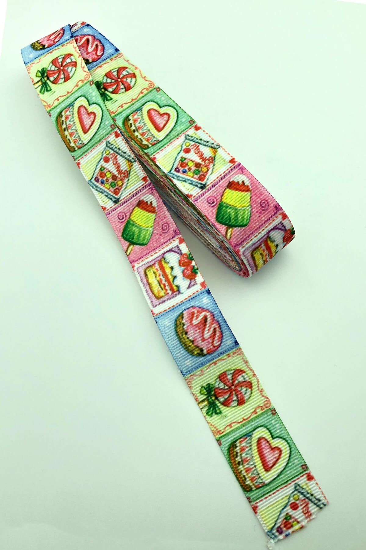 Printed Grosgrain Ribbon with Pastry 10 Mt