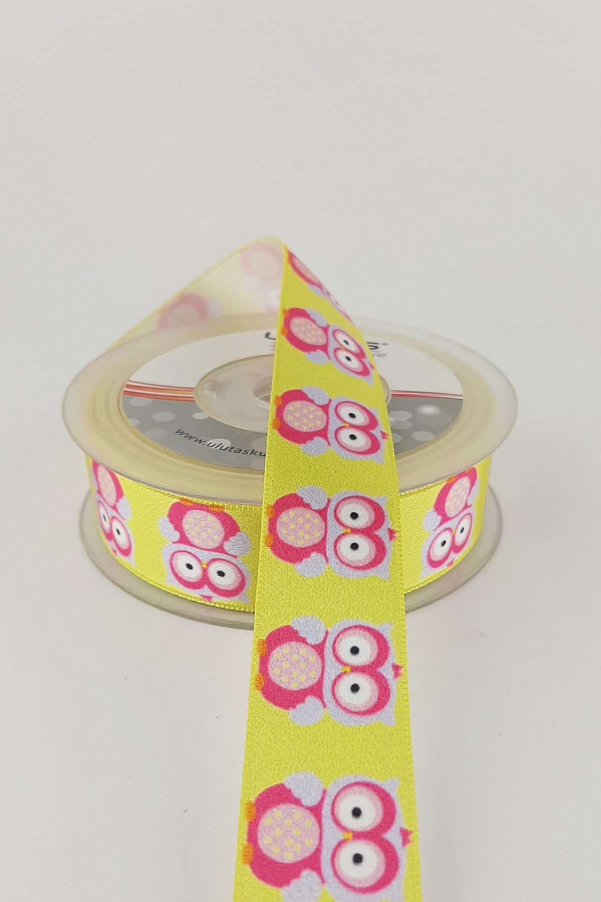 Pink Owl Patterned Satin 2.50 Ribbon cm 20 mt