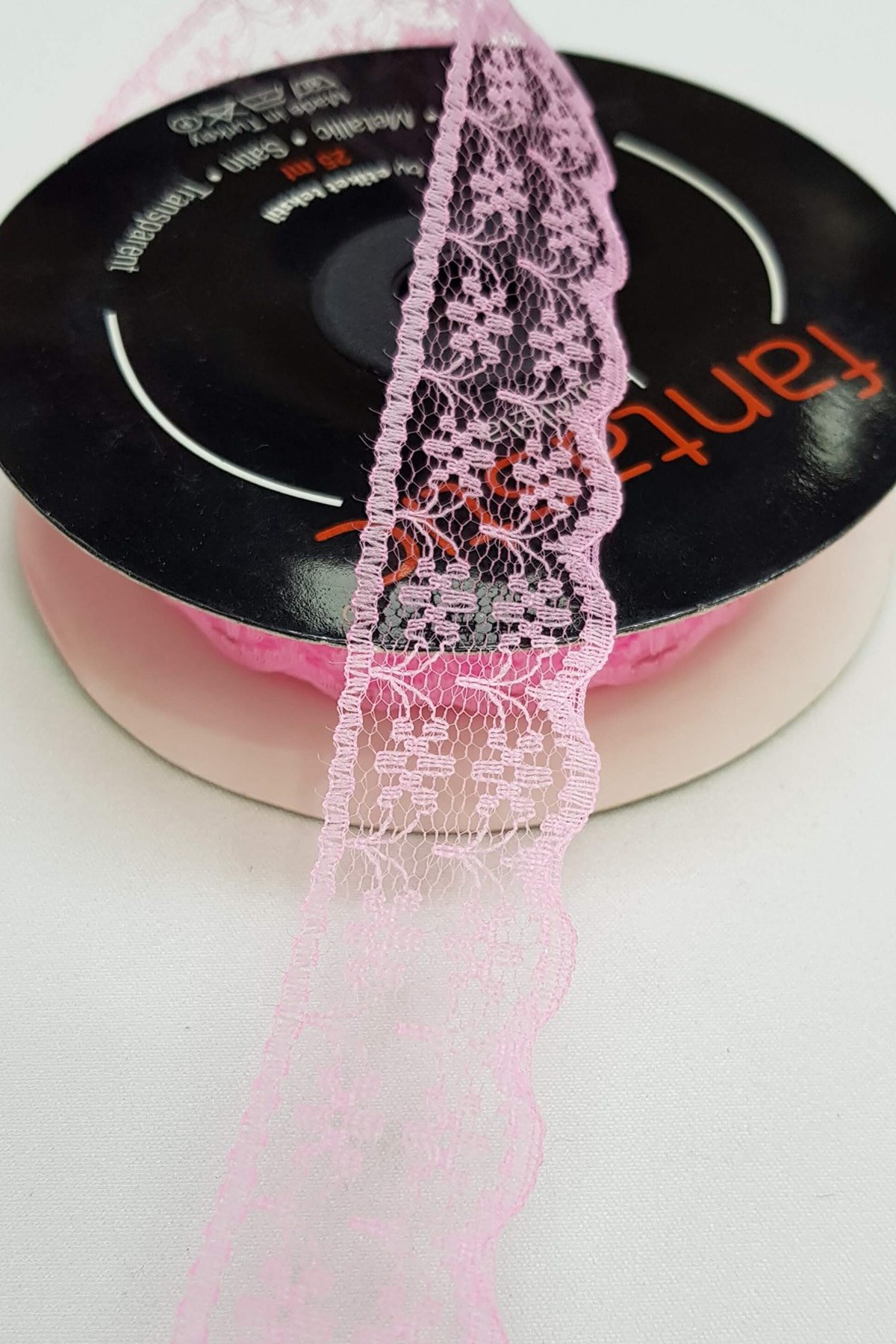 Pembe Dantel Kurdele 2,5 cm