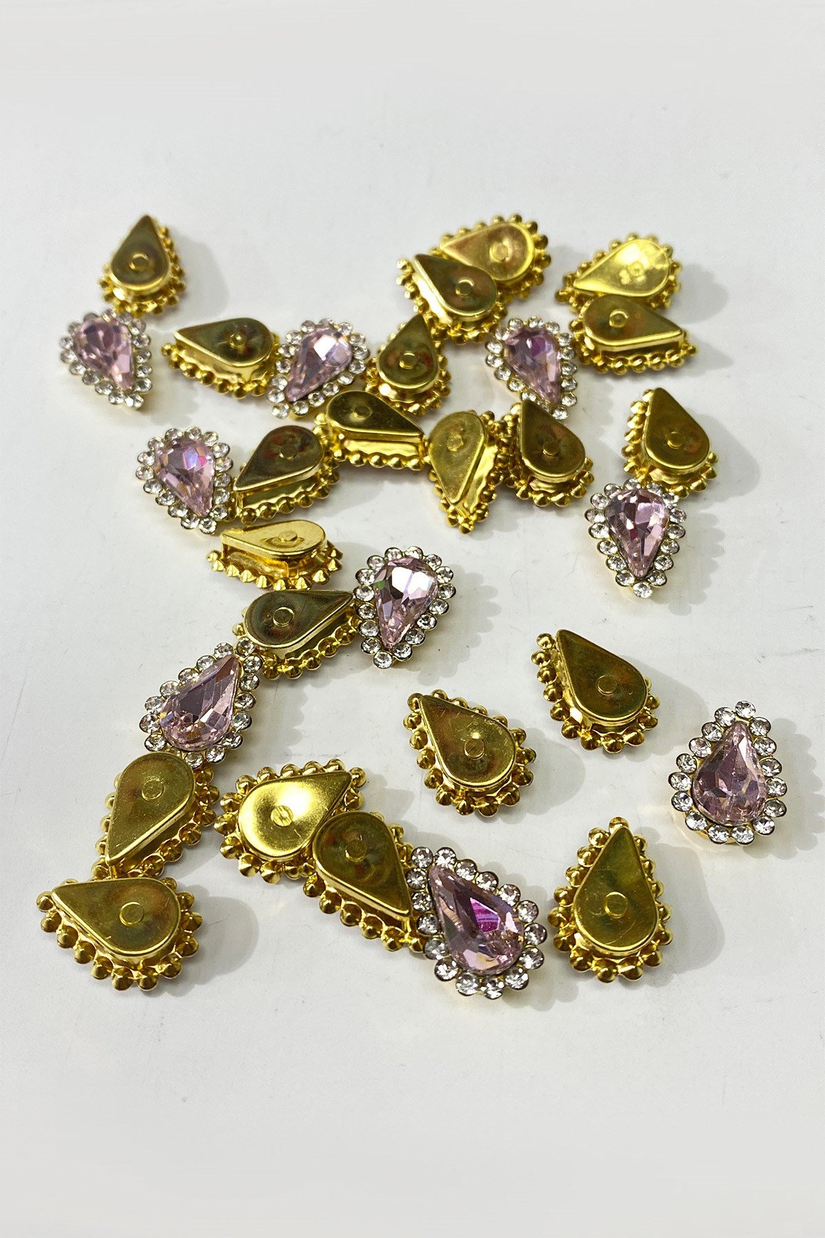 Pembe Gold Kasalı Damla Dikme Taş 10 Adet