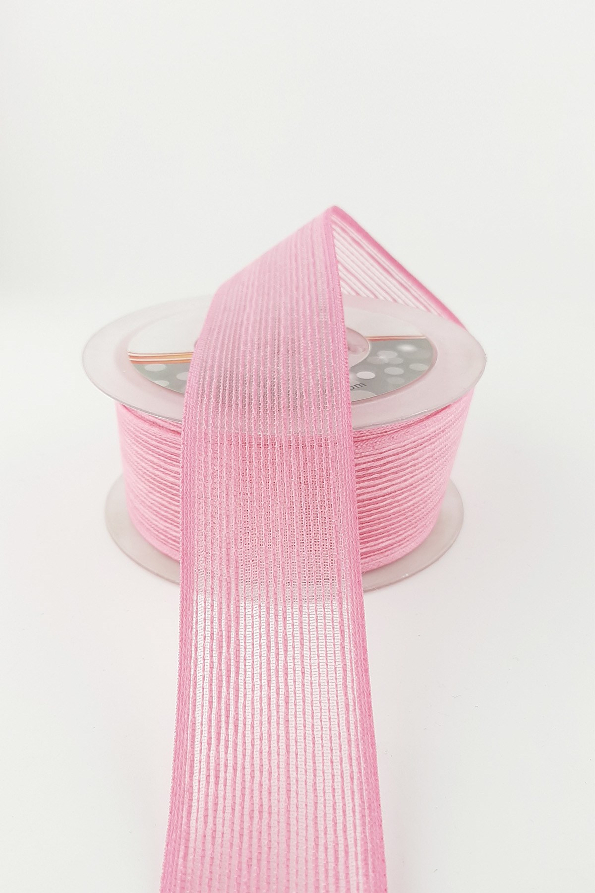 Pembe Keten Efektli Kurdele 4 cm 10 mt