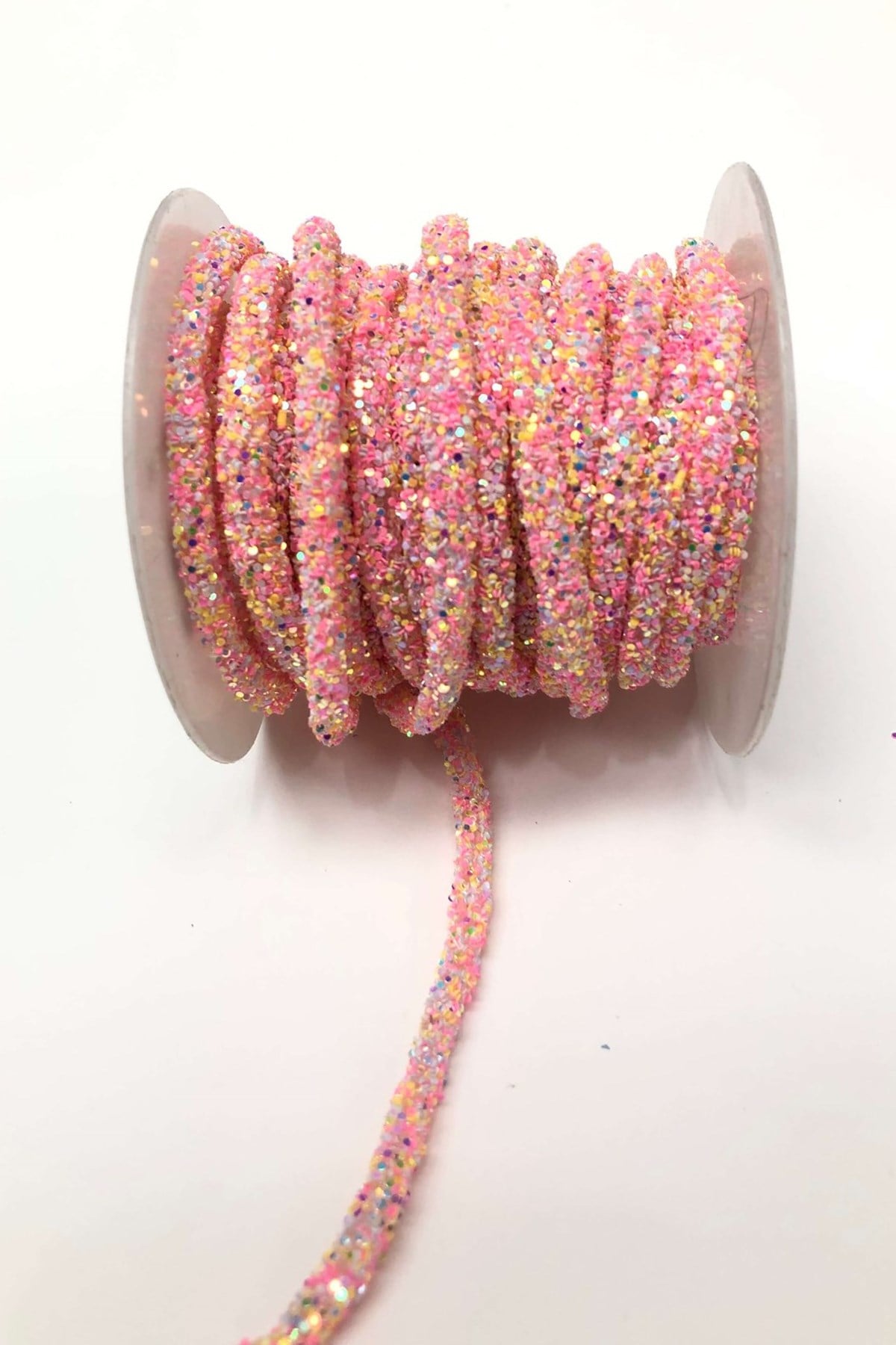 Pink Color Bead Embroidered Ribbon 1 cm