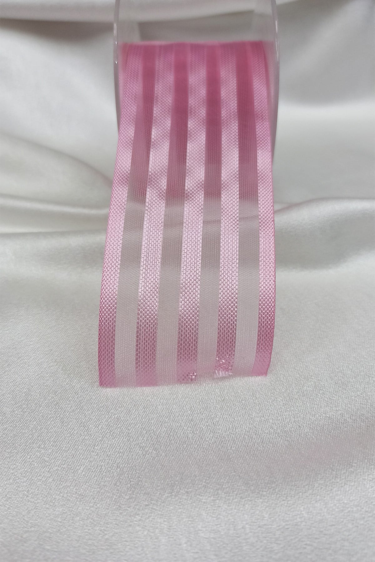 Pink Color Striped Chiffon Ribbon
