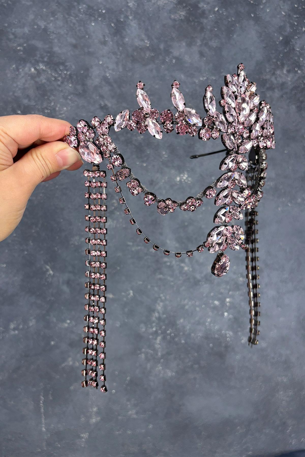 Pembe Sallantılı Alınlık Almeda Gelin Kına Tacı