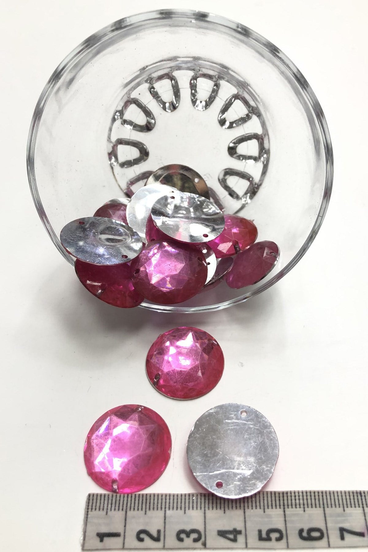 Pink Round Plastic Stud Stone 10 pcs