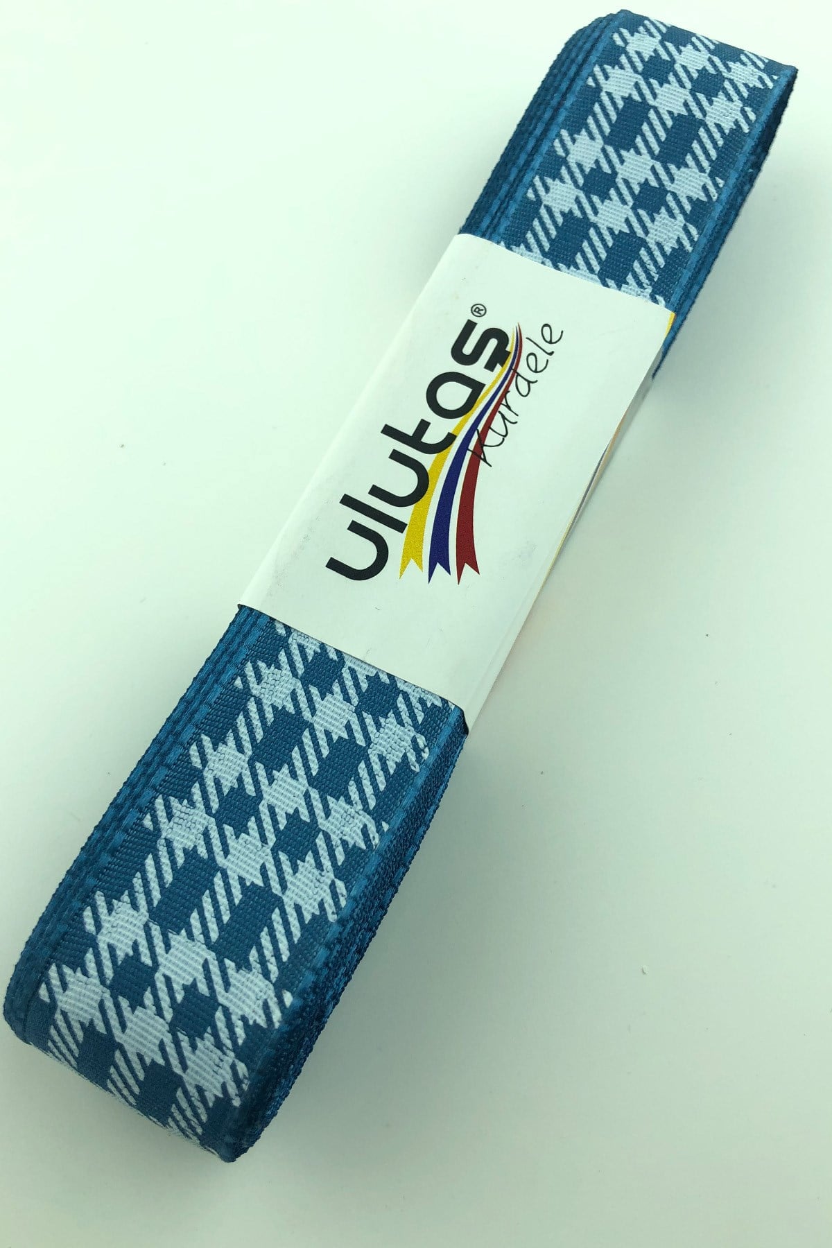 Petrol Blue Foil Printed Taffeta Ribbon