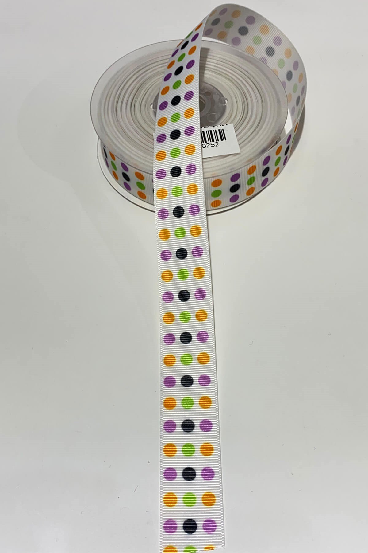 Puantiye Baskılı Grogren Kurdele 1 mt 2,5 cm Beyaz