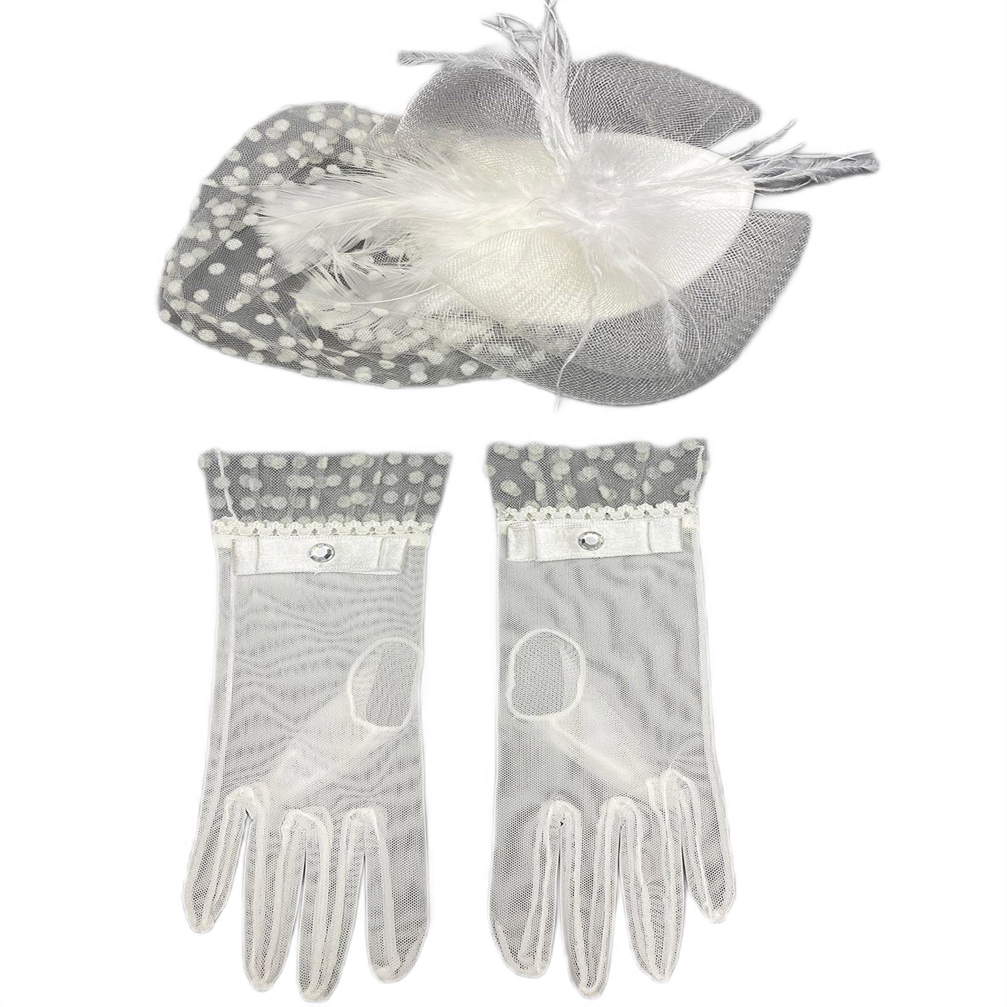 Puantiyeli Nikah Şapkası ve Gelin Eldiveni