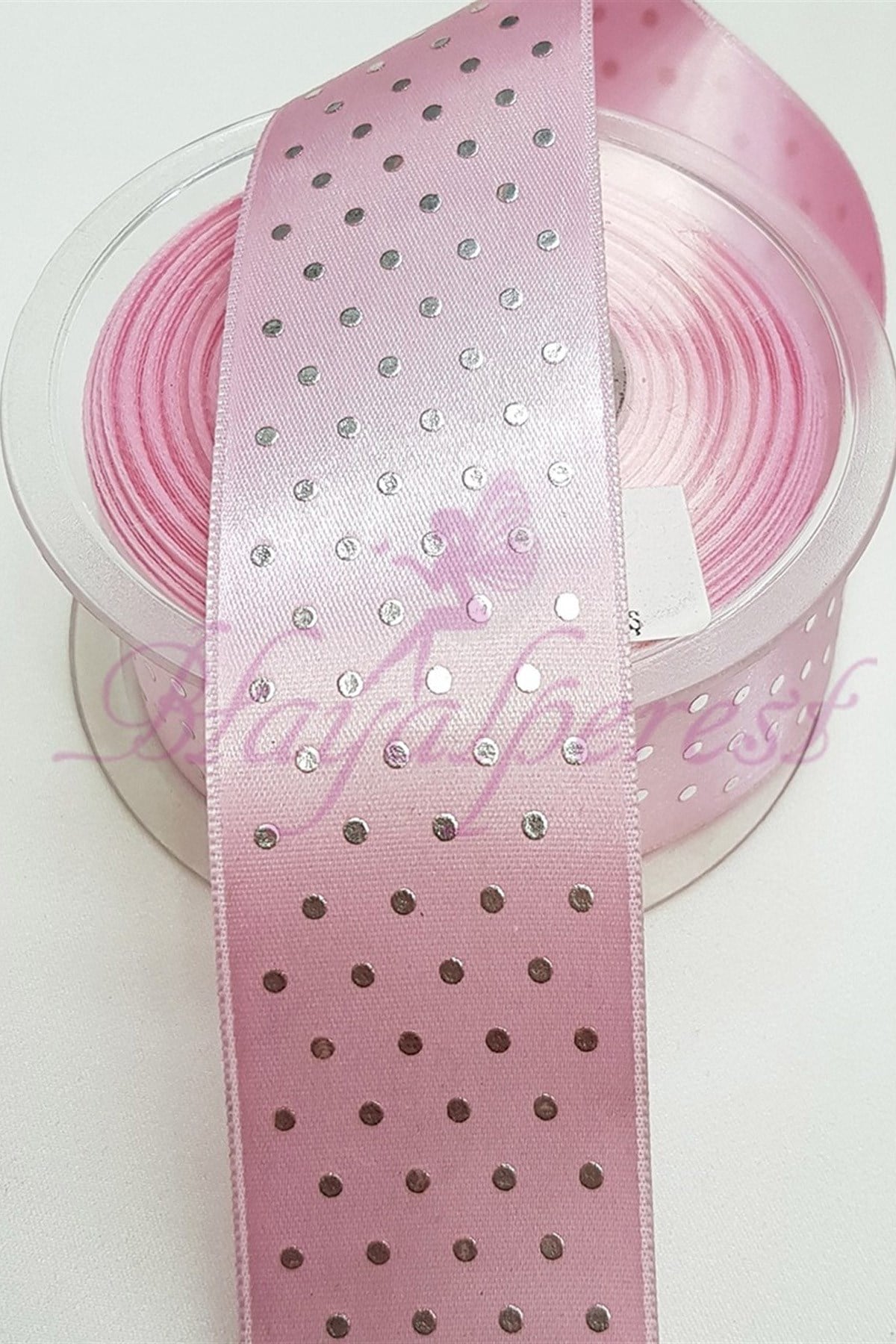 Pink Polka Dot Print Satin Ribbon 4Cm