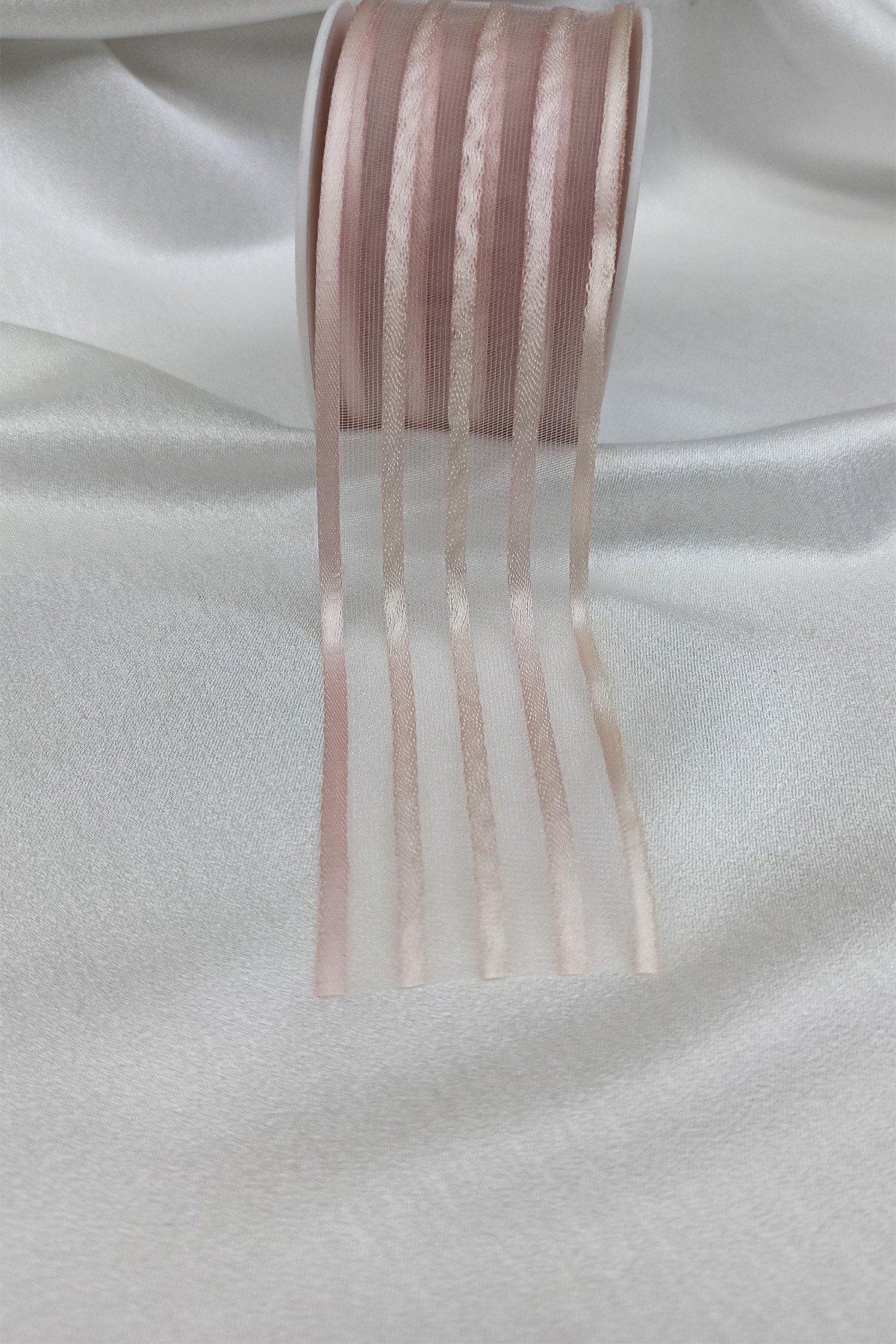 Pudra Çizgili Şifon Kurdele