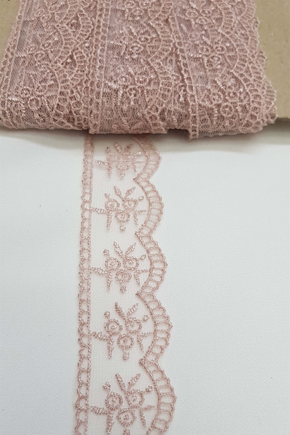 Pudra Desenli Dar Dantel