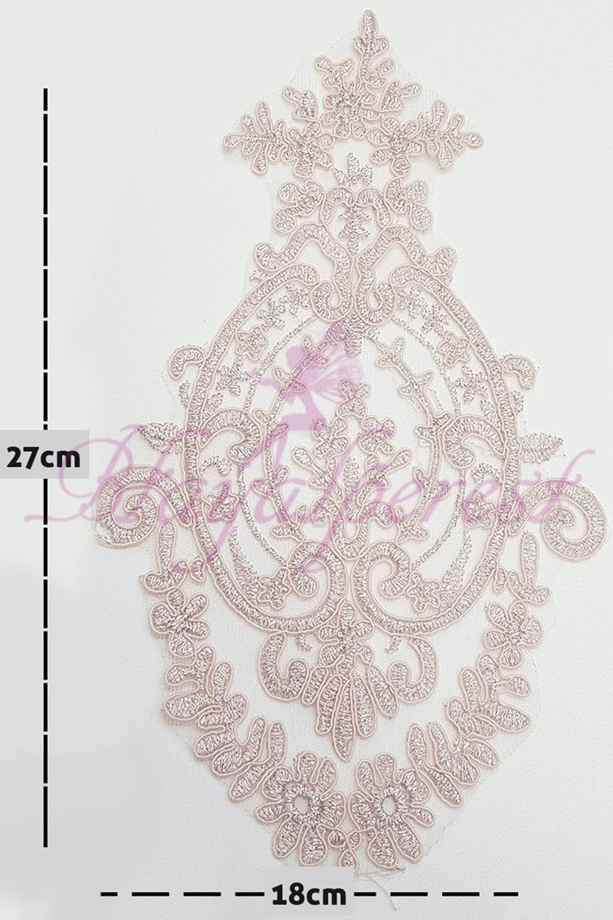 Powder Glittery Piece Guipure Lace