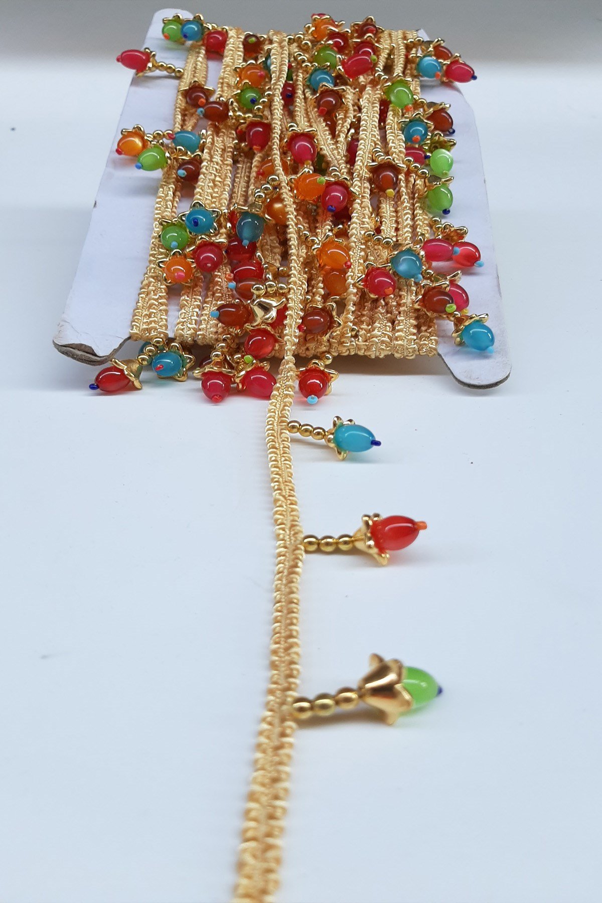 Renkli Şeffaf Boncuklu Sacak Serit