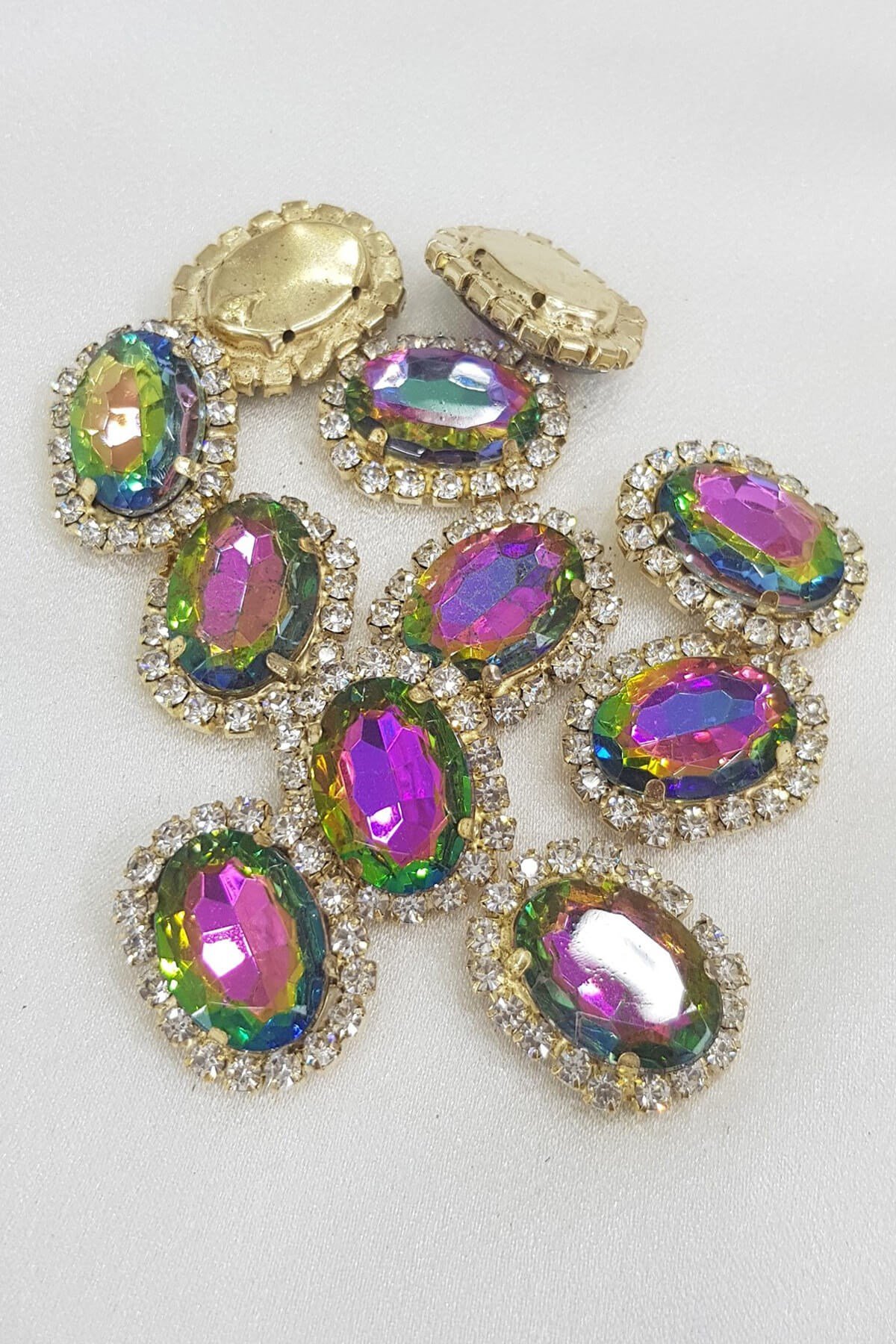 Renkli Yeşil Oval Kasalı Dikme Taş 1 adet