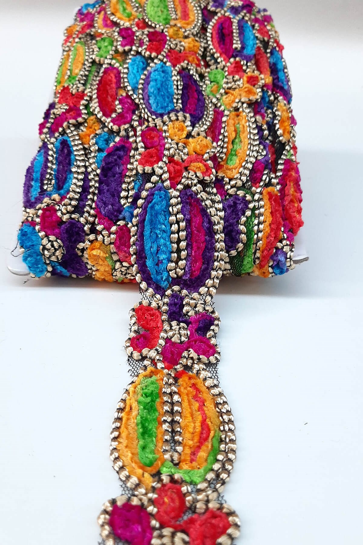 Antique Stripe Guipure with Colorful Clover Pattern