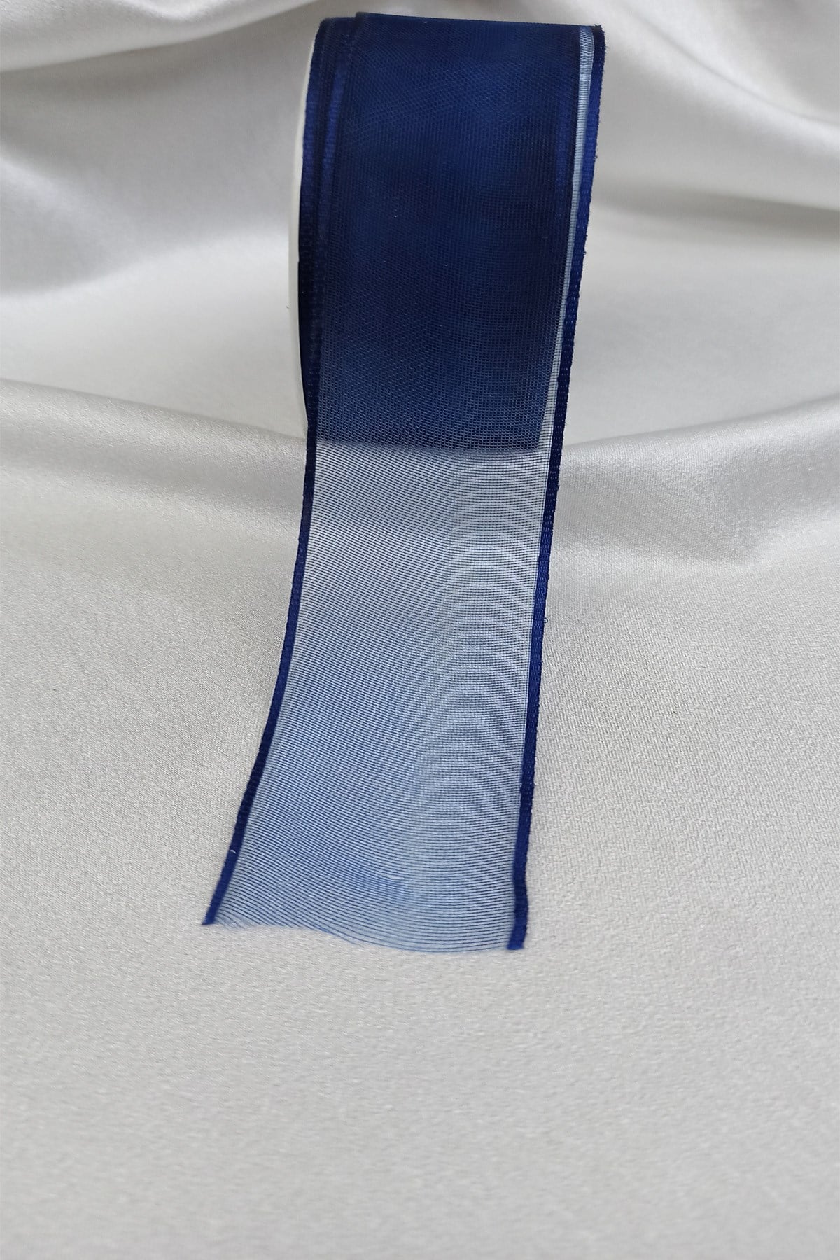 Sax Blue Striped Organza Ribbon