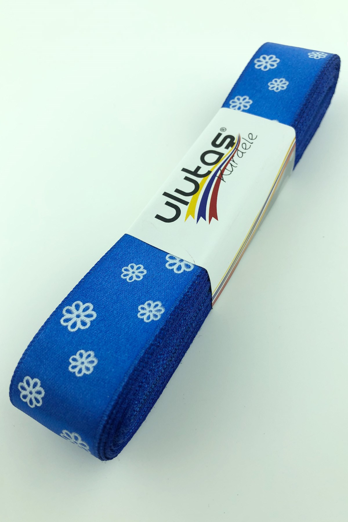 Saks Mavi Papatya Baskılı Saten kurdele 2,5 cm