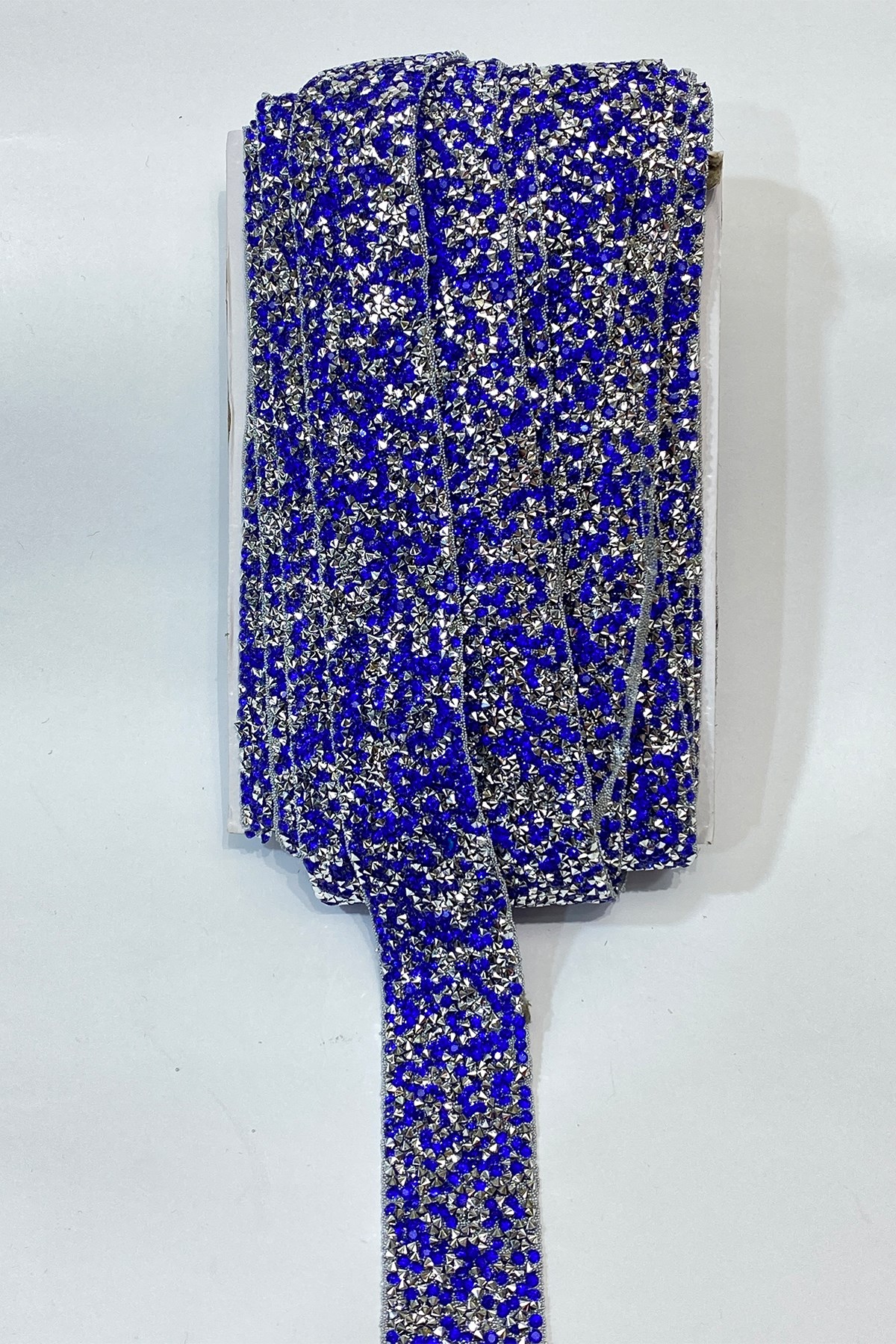 Saks Mavi Ütüyle Yapışan Taşlı Şerit