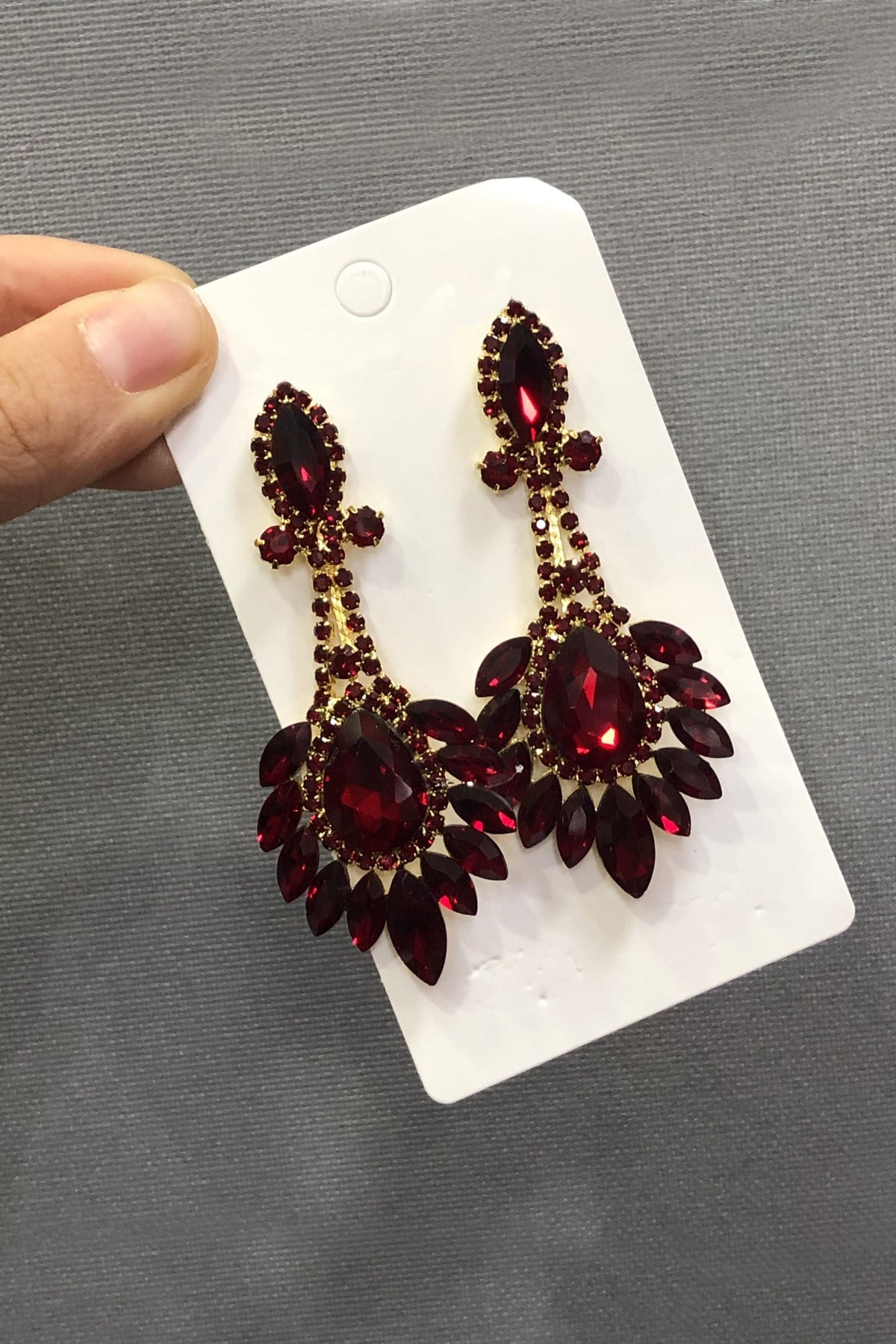 Sarı Bordo Haldus Küpe