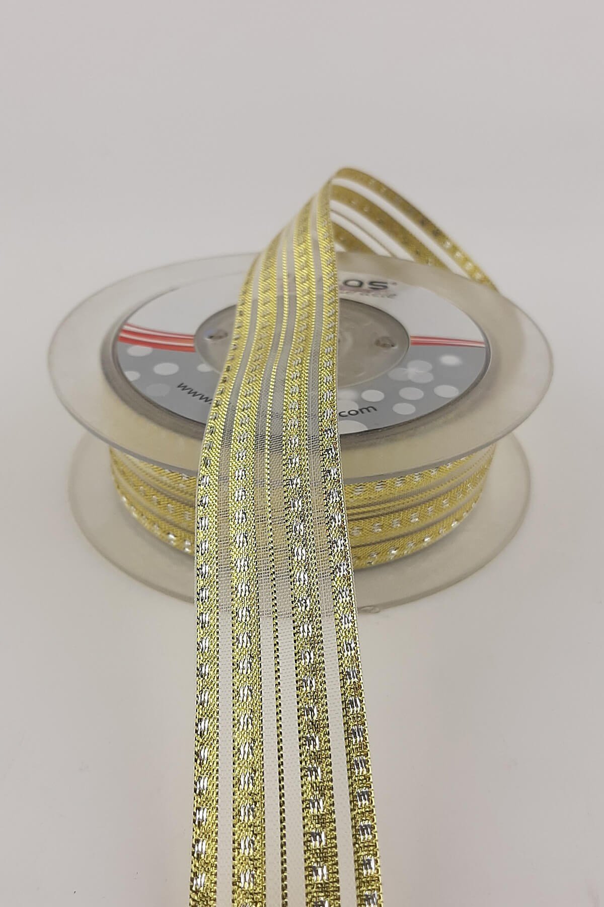 Sarı Gümüş Fantezi Sim Şifon kurdele 25 mt