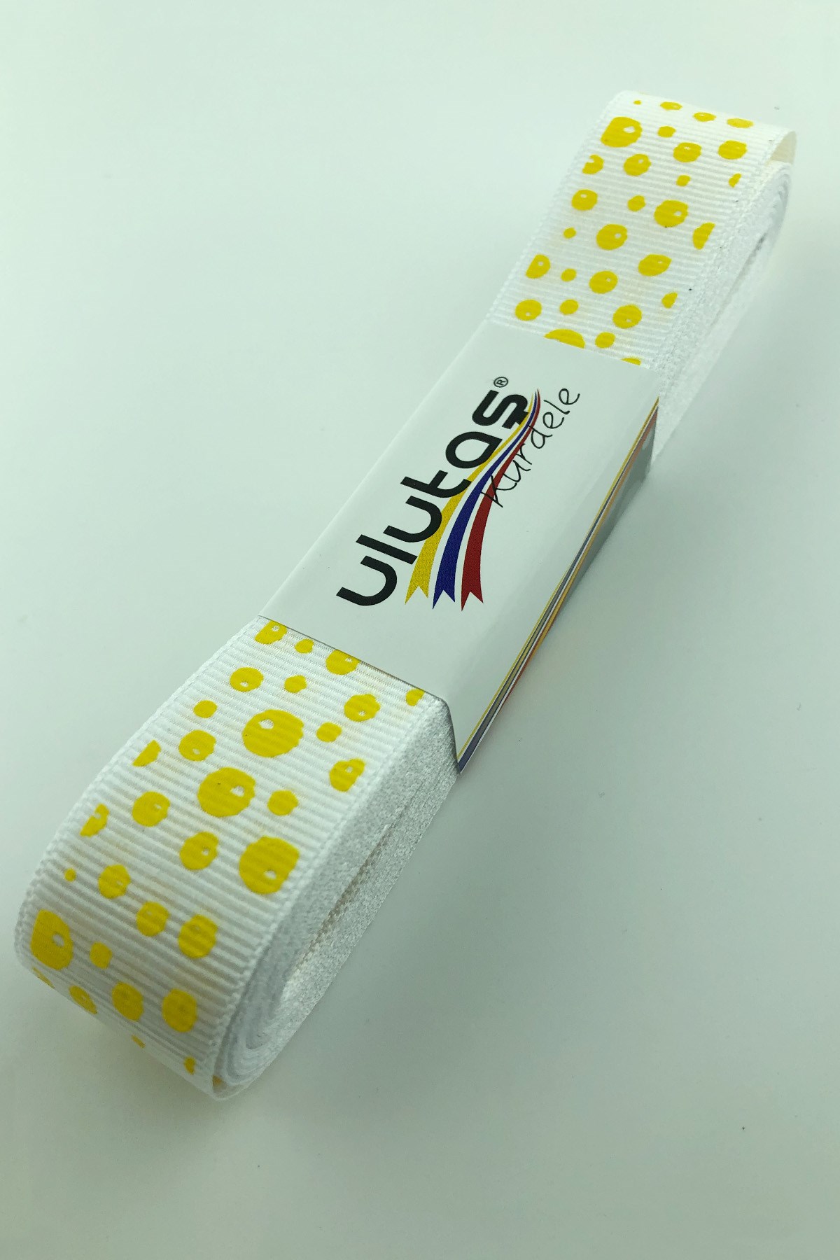 Sarı Puanlı Baskı Grogren Kurdele 2,5 cm