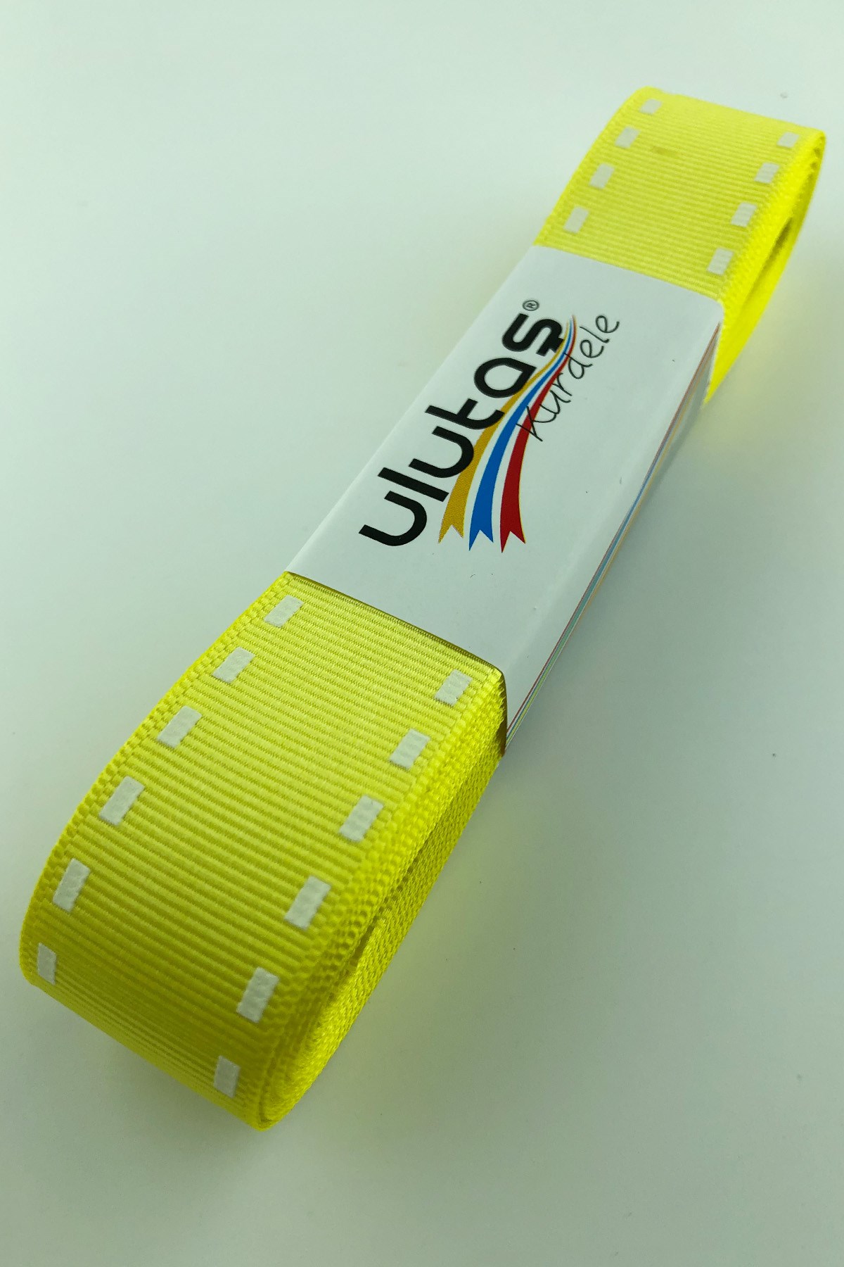 Sarı Şerit Baskılı Grogren Kurdele 2,5 cm