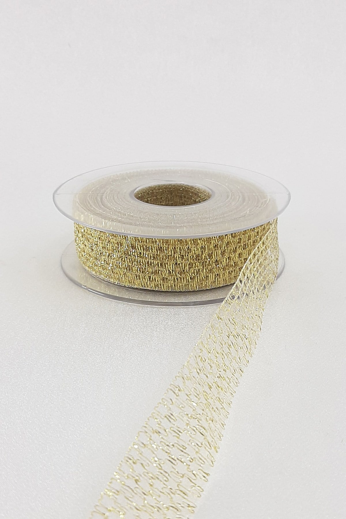 Yellow Glittery Mesh Ribbon 2,5 cm