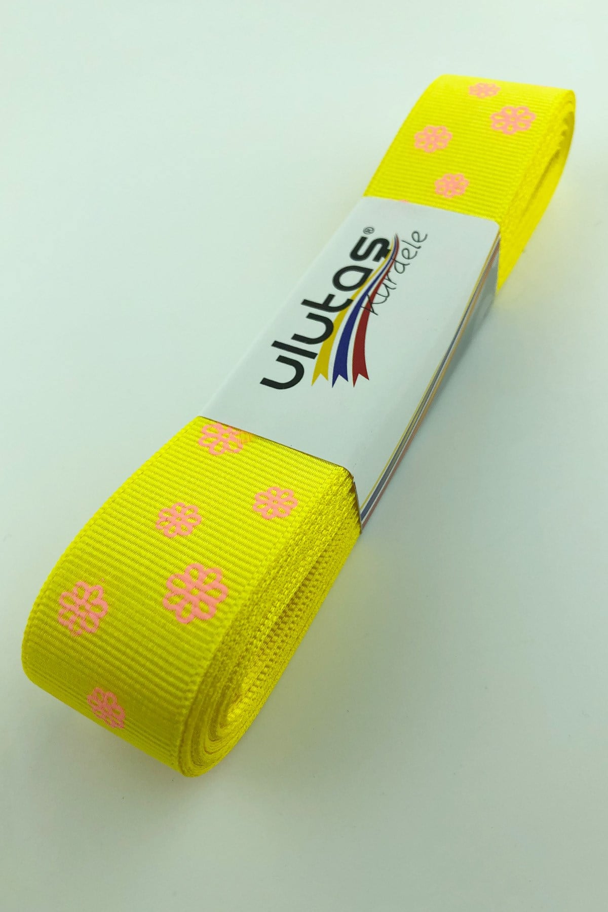 Sarı Turuncu Papatya Baskılı Grogren kurdele 2,5 cm