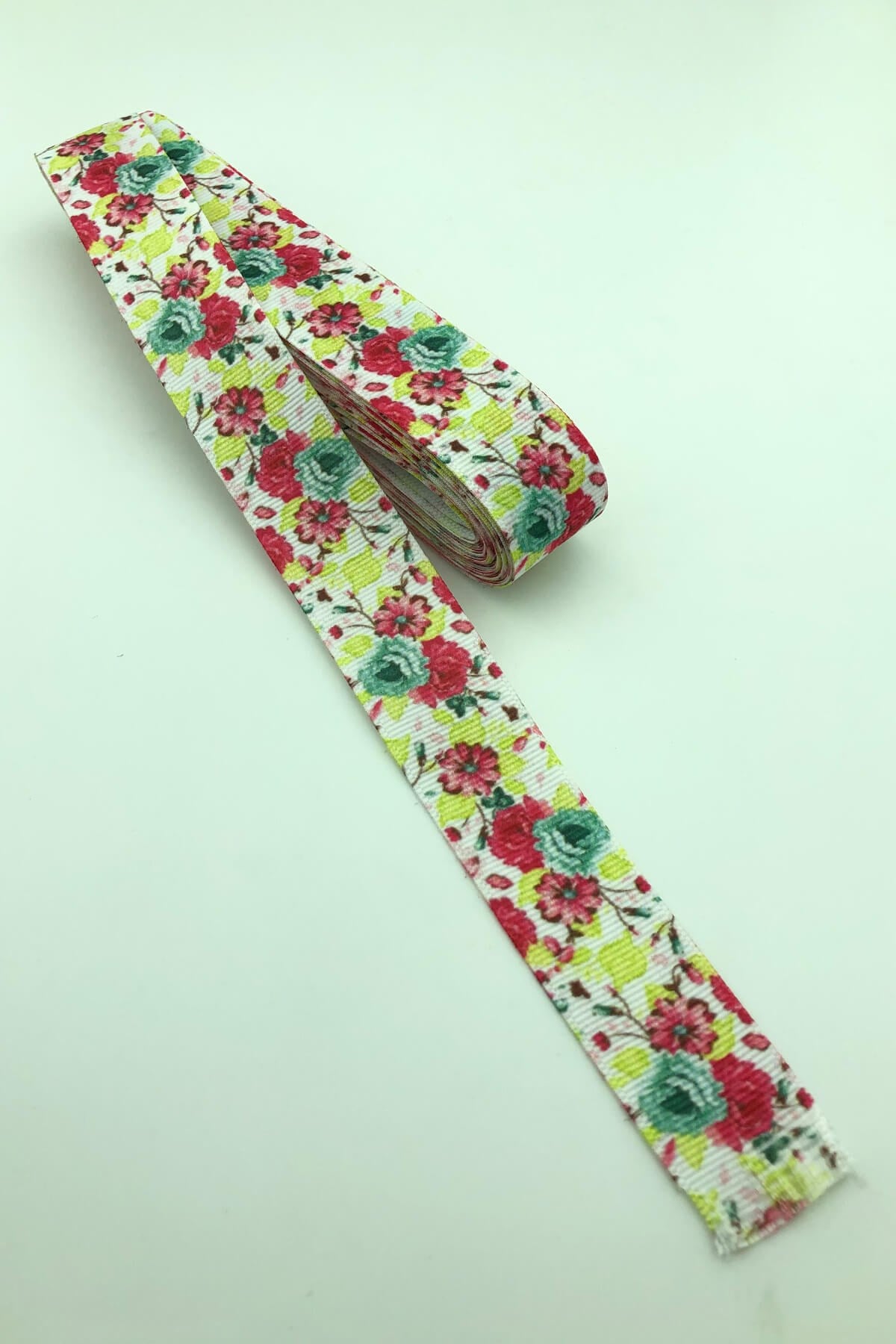 Wrapped Floral Pattern Grosgrain Ribbon 10 Mt