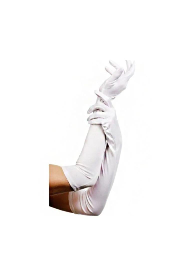 Saten Likrali Uzun Esnek Dans & Opera Eldiveni - (48 CM)