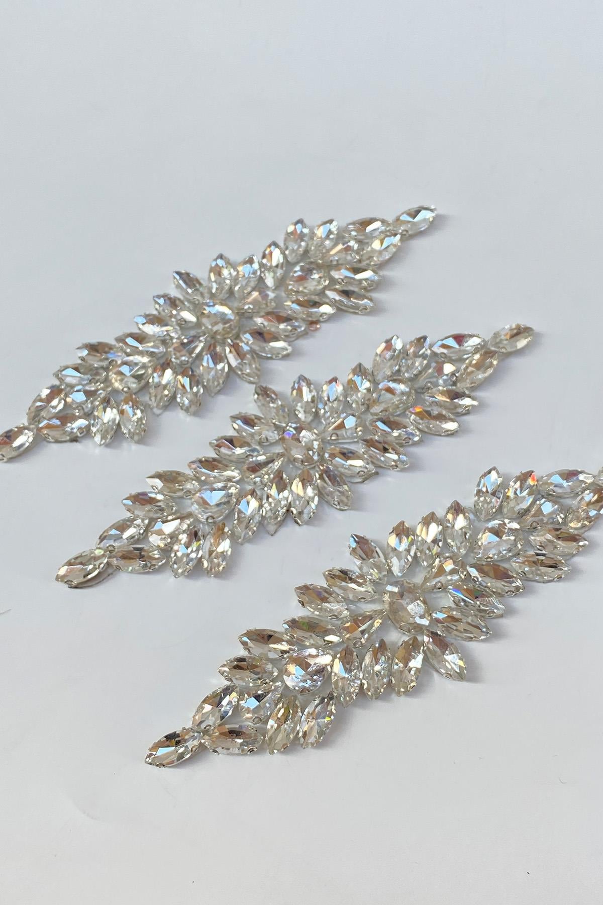 Şeffaf Damla Mekik Taşlı Ütüyle Yapışan Parlak Taşlı Aplik