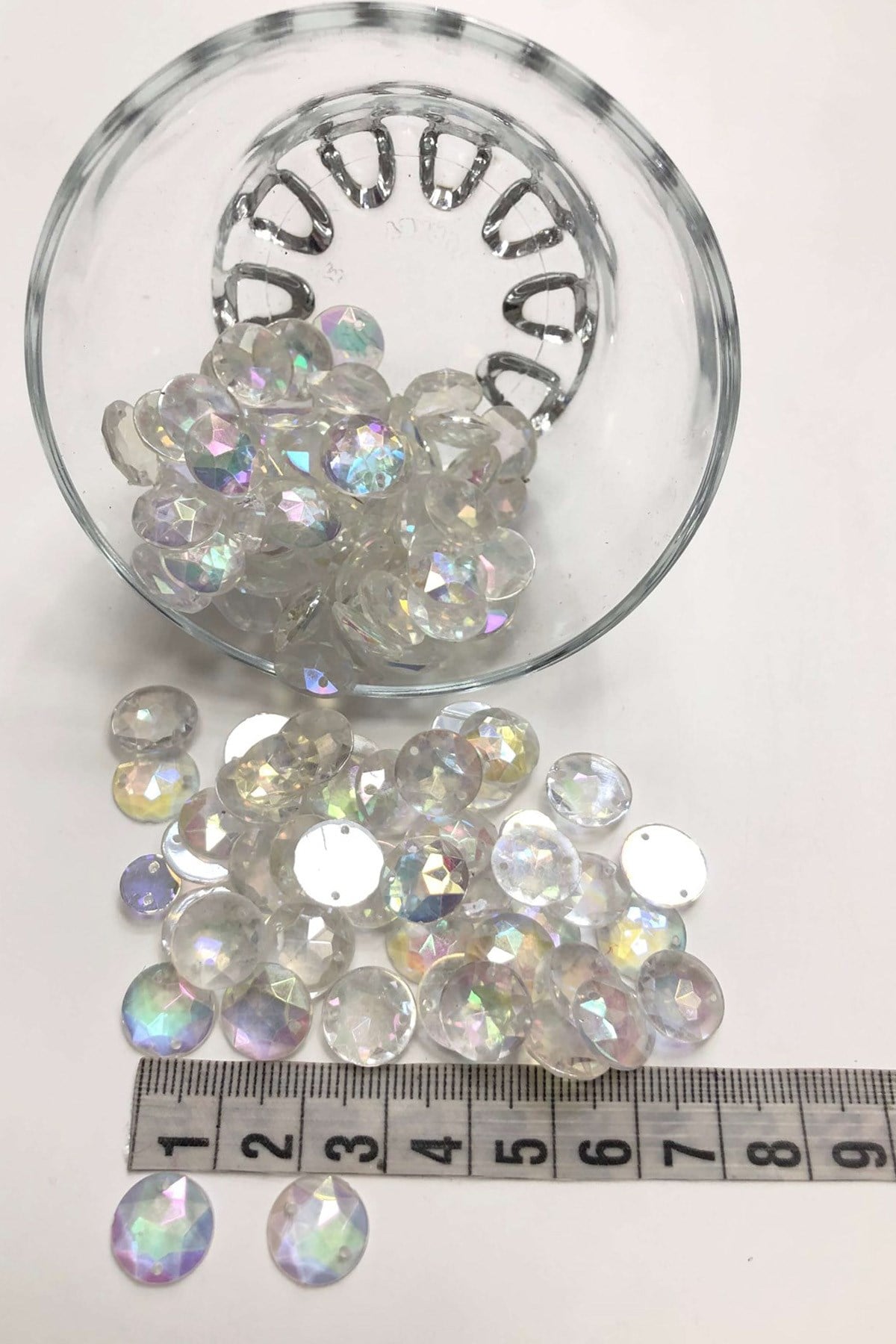 Transparent Janjanized Round Plastic Studded Stone 20 gr