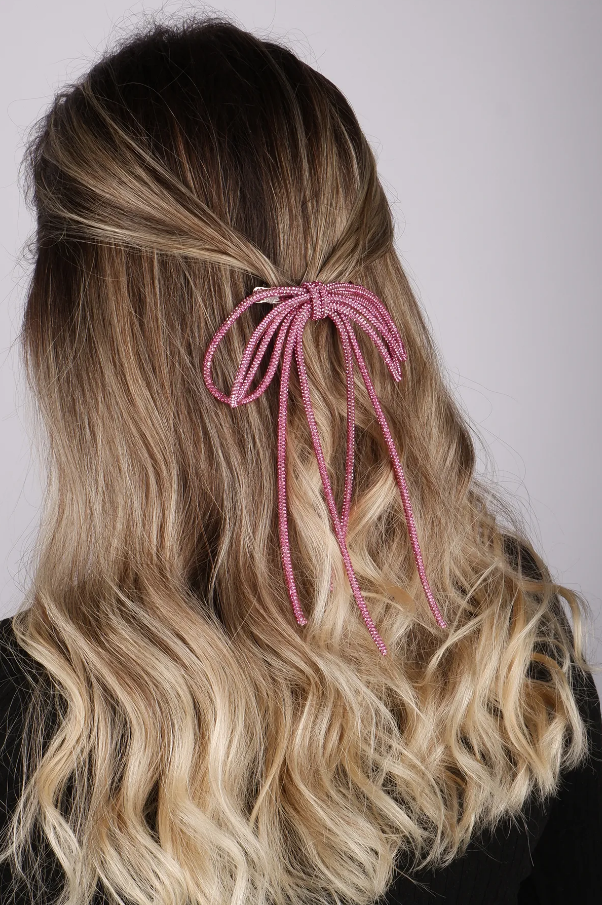 Seyran Taşlı Otomatik Fiyonk Toka Saç Aksesuarı Fuşya