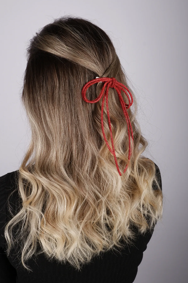 Seyran Taşlı Otomatik Fiyonk Toka Saç Aksesuarı Kırmızı