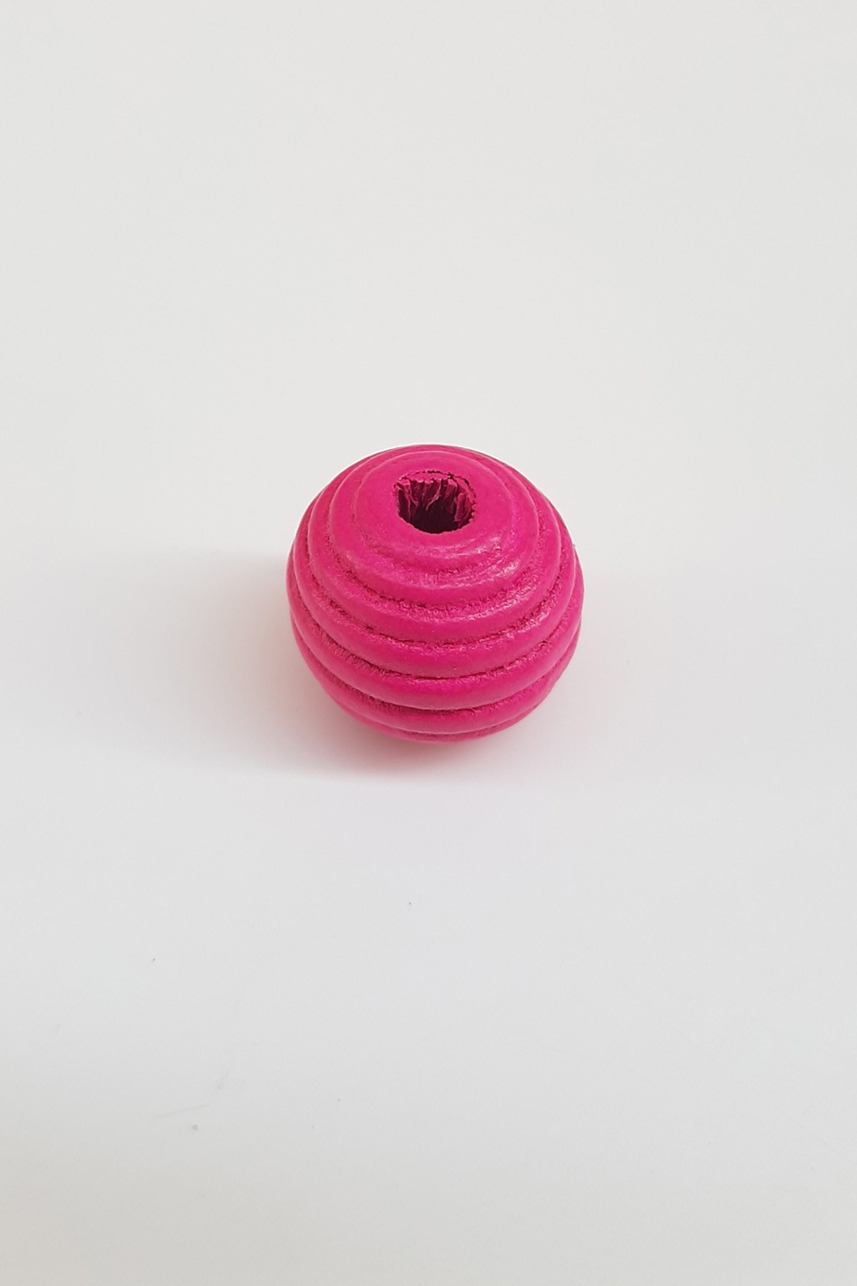 Silindir Çizgili Fuşya Ahşap Boncuk