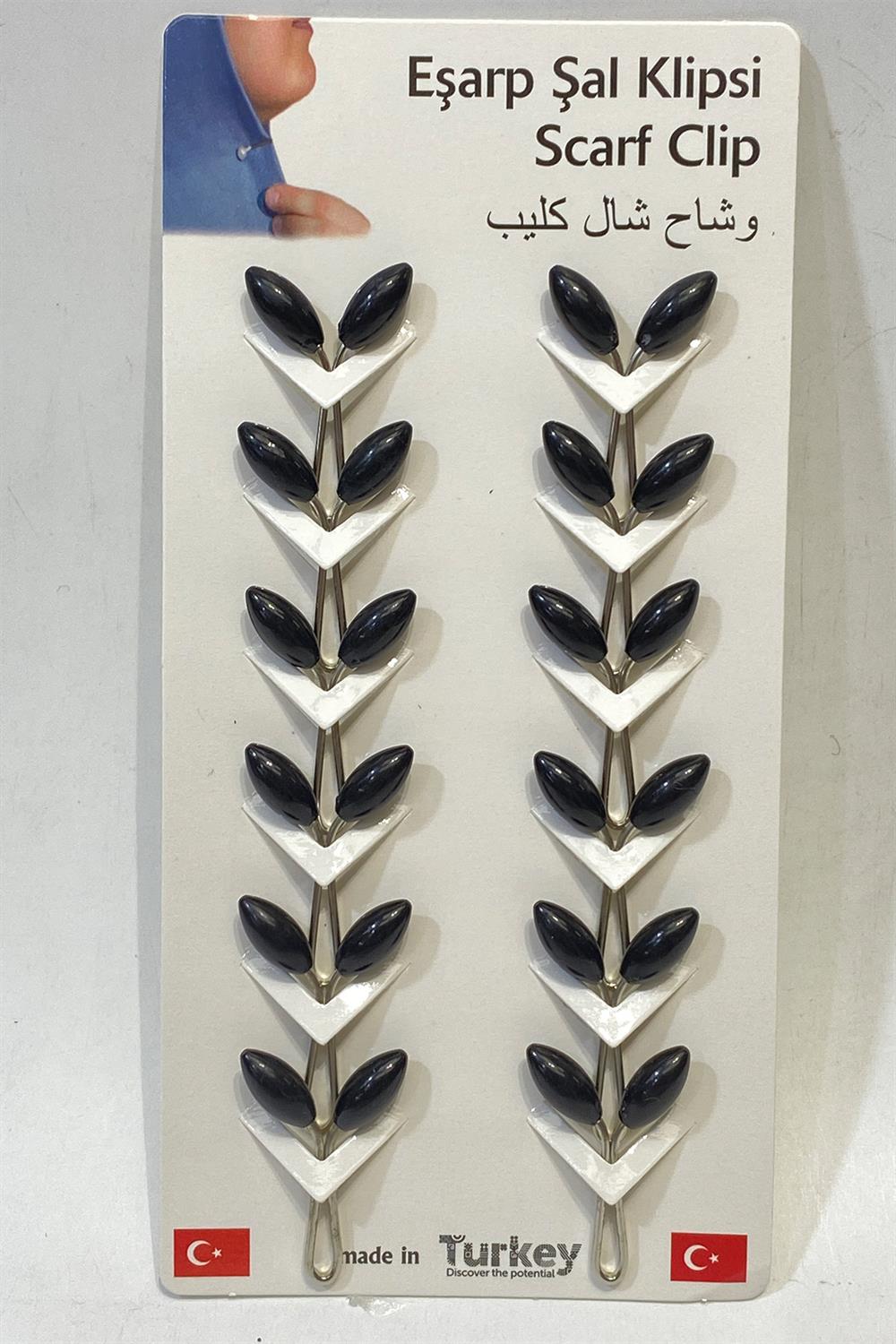 Simli İncili Eşarp Klipsi,Eşarp İğnesi 12 Adet