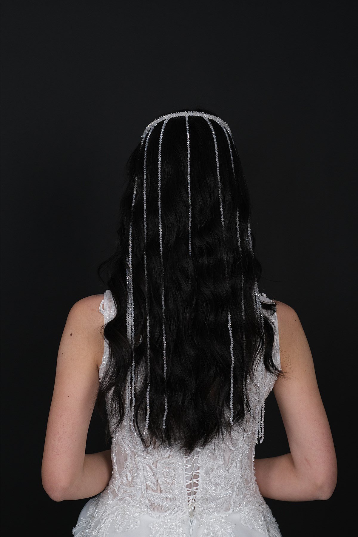 Sıralı Kristal Boncuklu Gelin Saç Aksesuarı