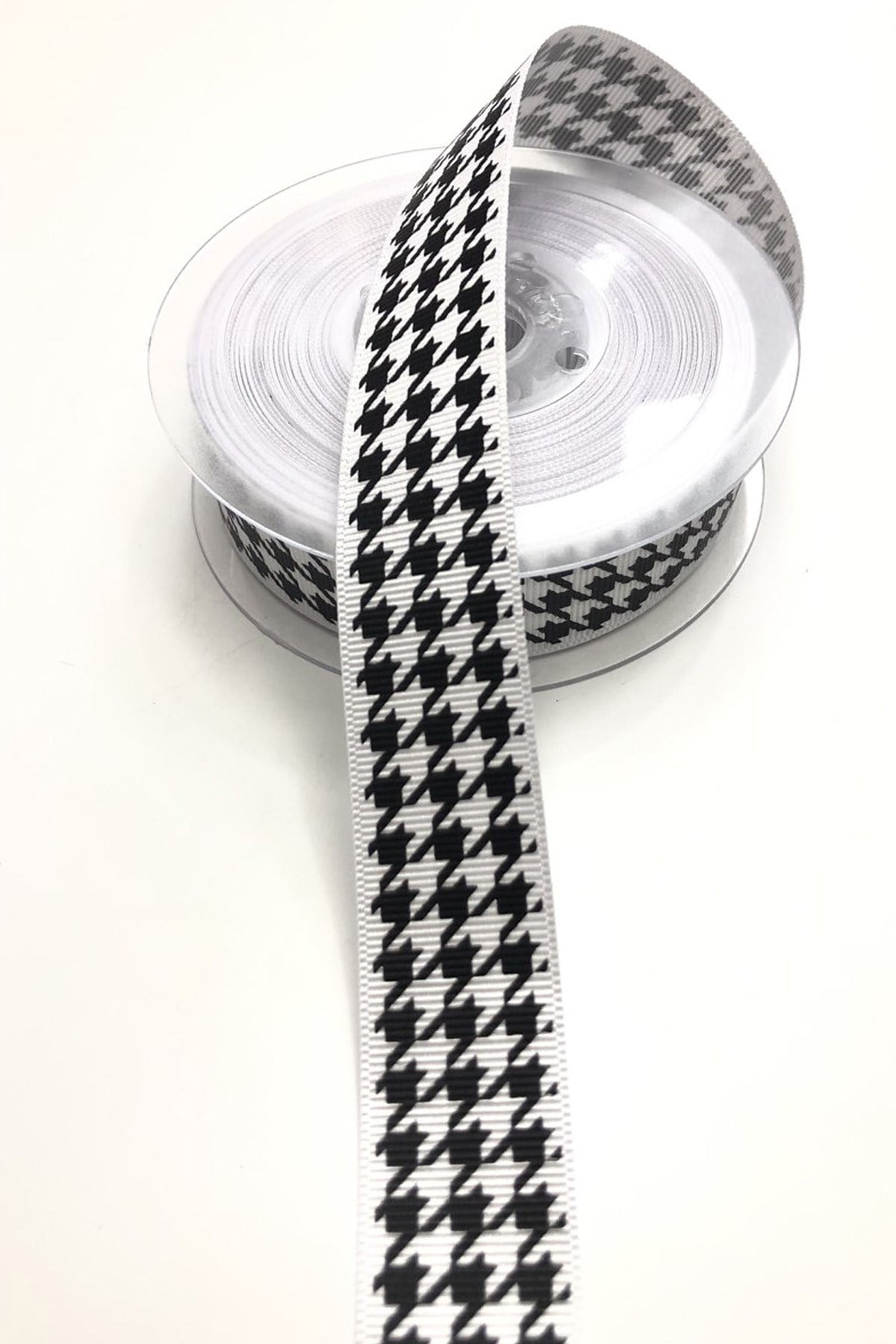Black and White Patterned Grosgrain Ribbon 2,5 cm 1 m