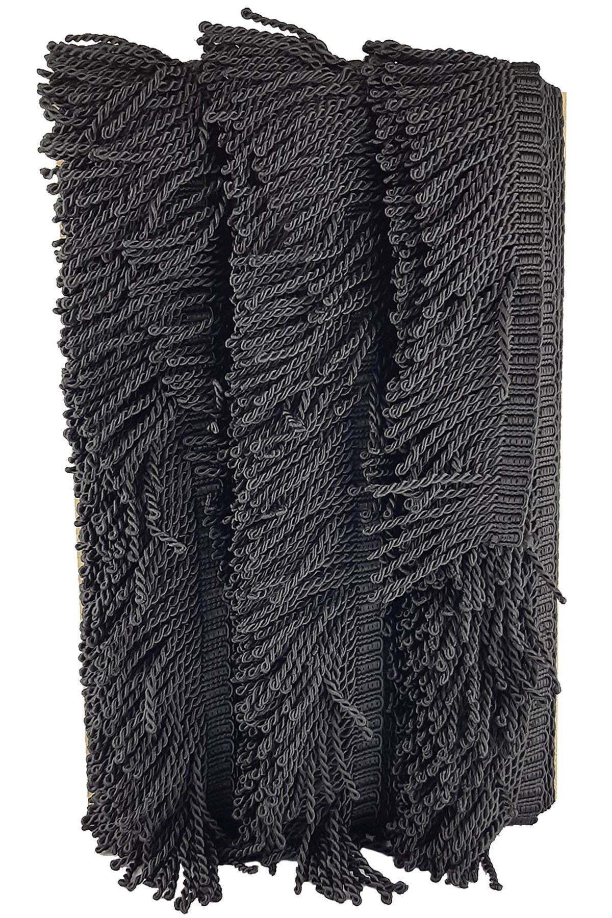 Black Twisted Bouillon Fringe Tassel 7 cm