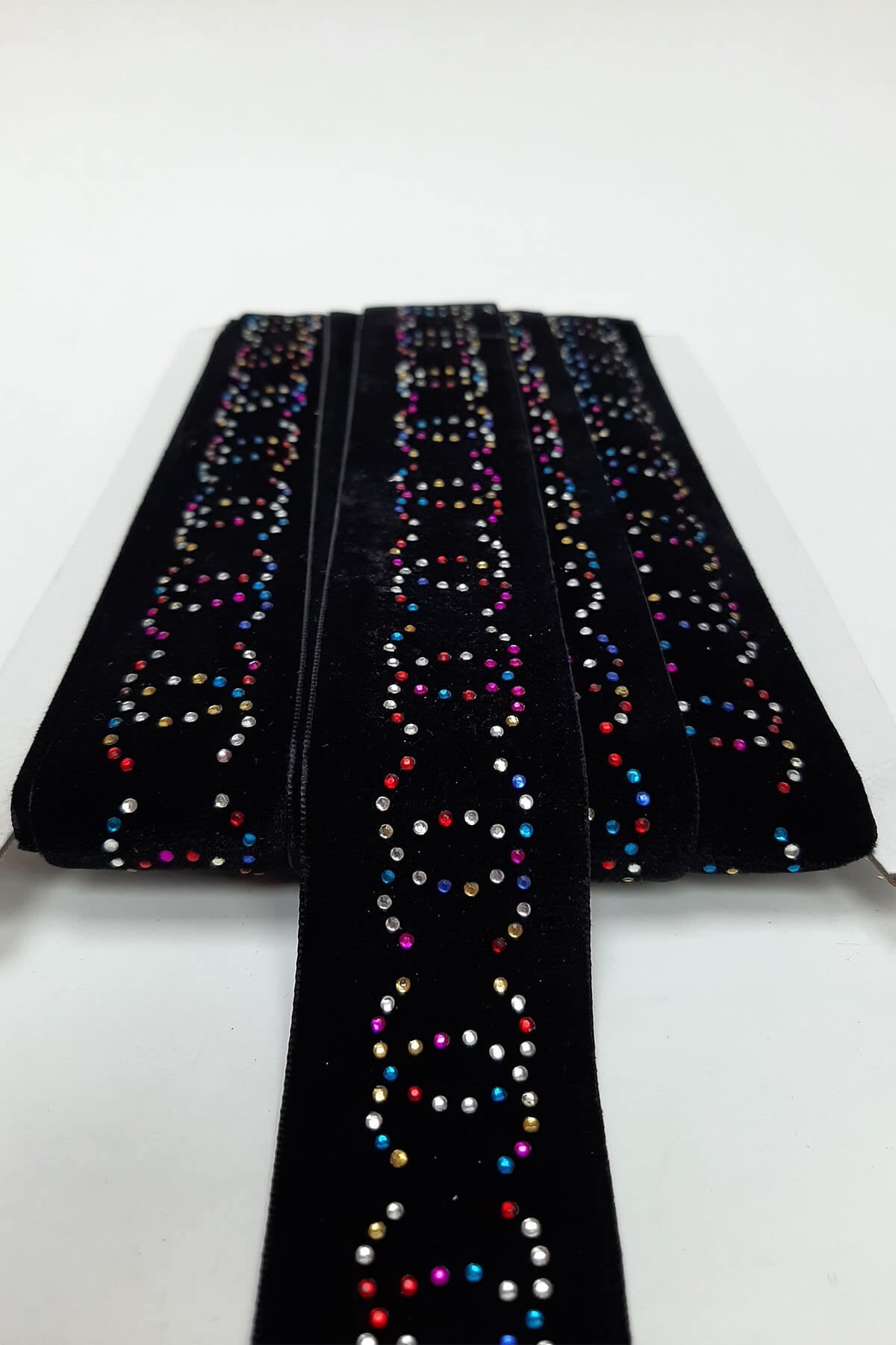 Black Chanel Color Velvet Stone Ribbon