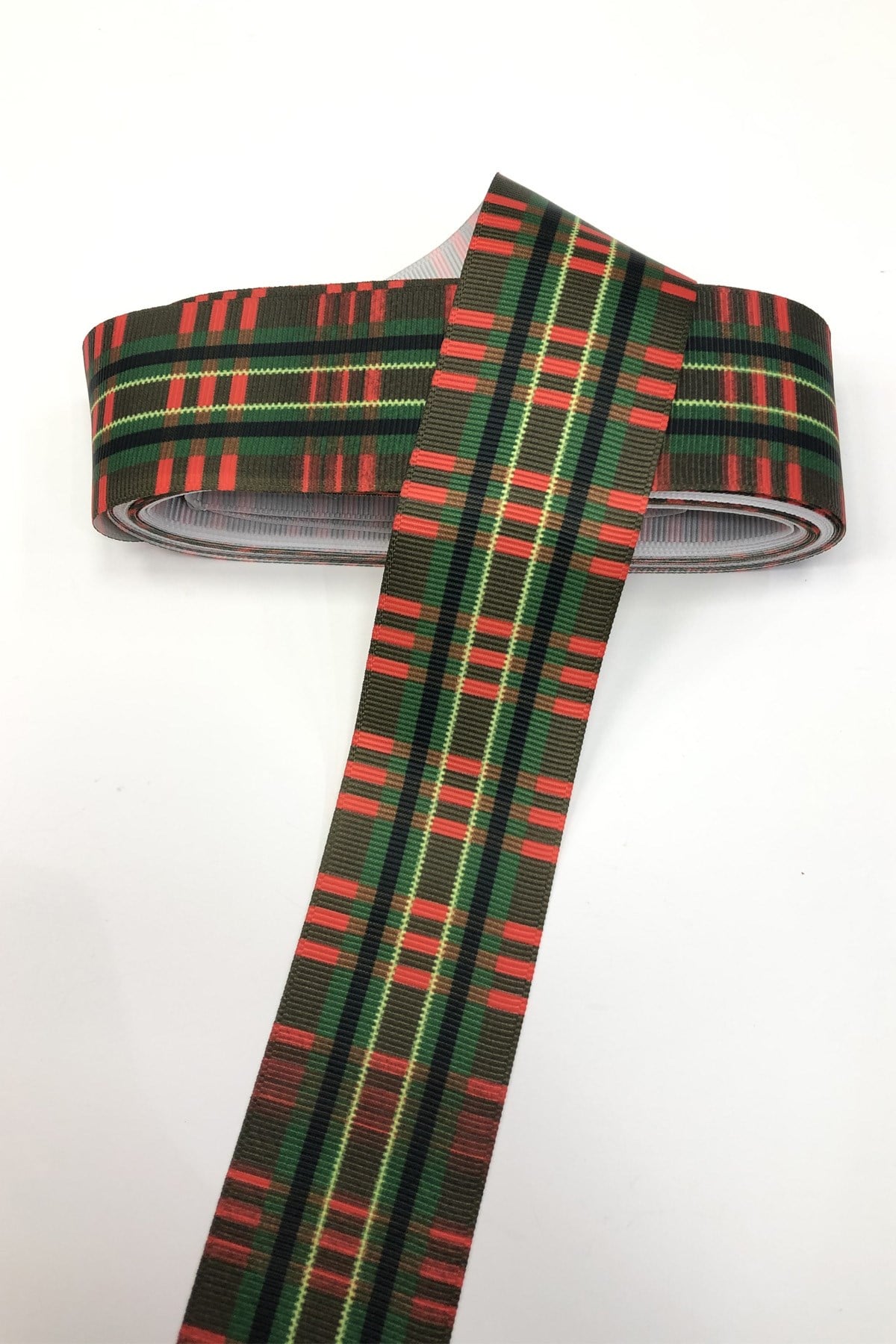 Black Striped Plaid Grosgrain Christmas Ribbon 4 CM