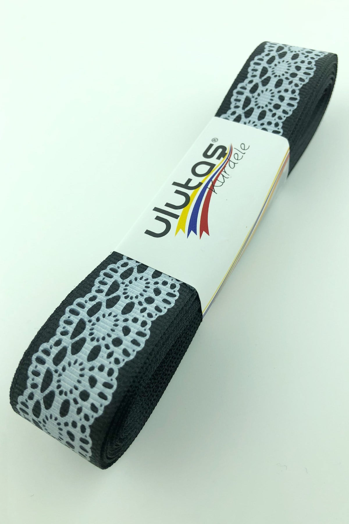 Siyah Dantel Baskılı Grogren Kurdele 2,5 cm