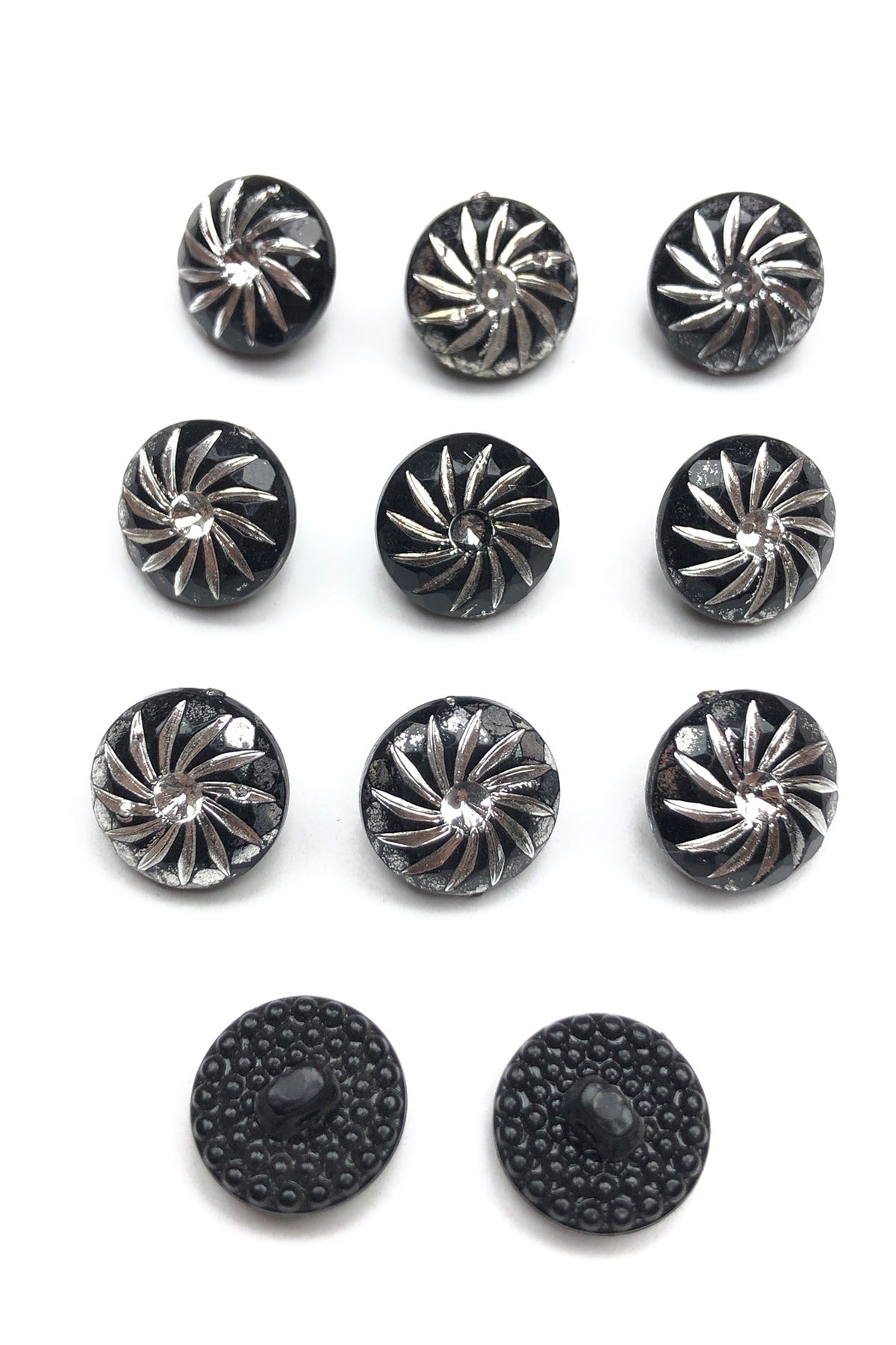 Black Patterned Plastic Button