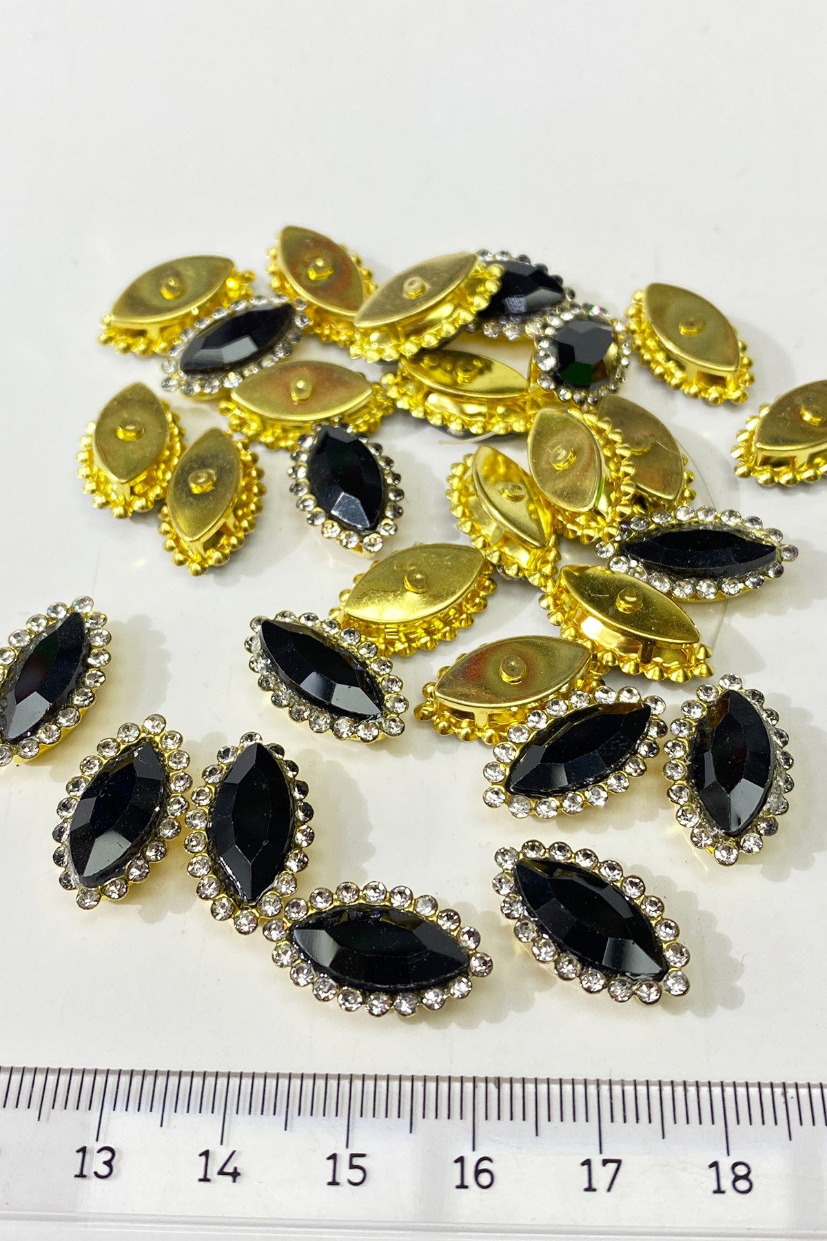 Siyah  Gold Kasalı Mekik Dikme Taş 10 Adet