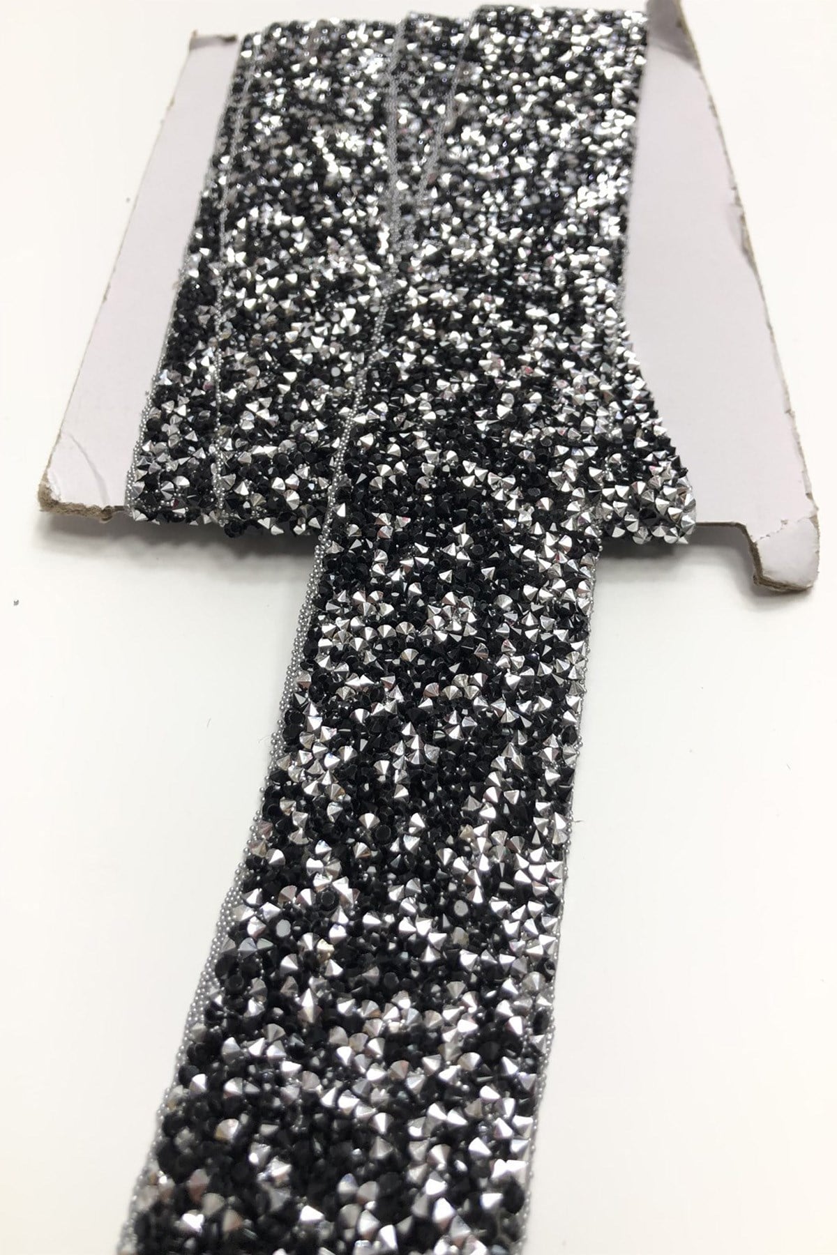 Black Silver Iron-on Strip Applique 4 cm