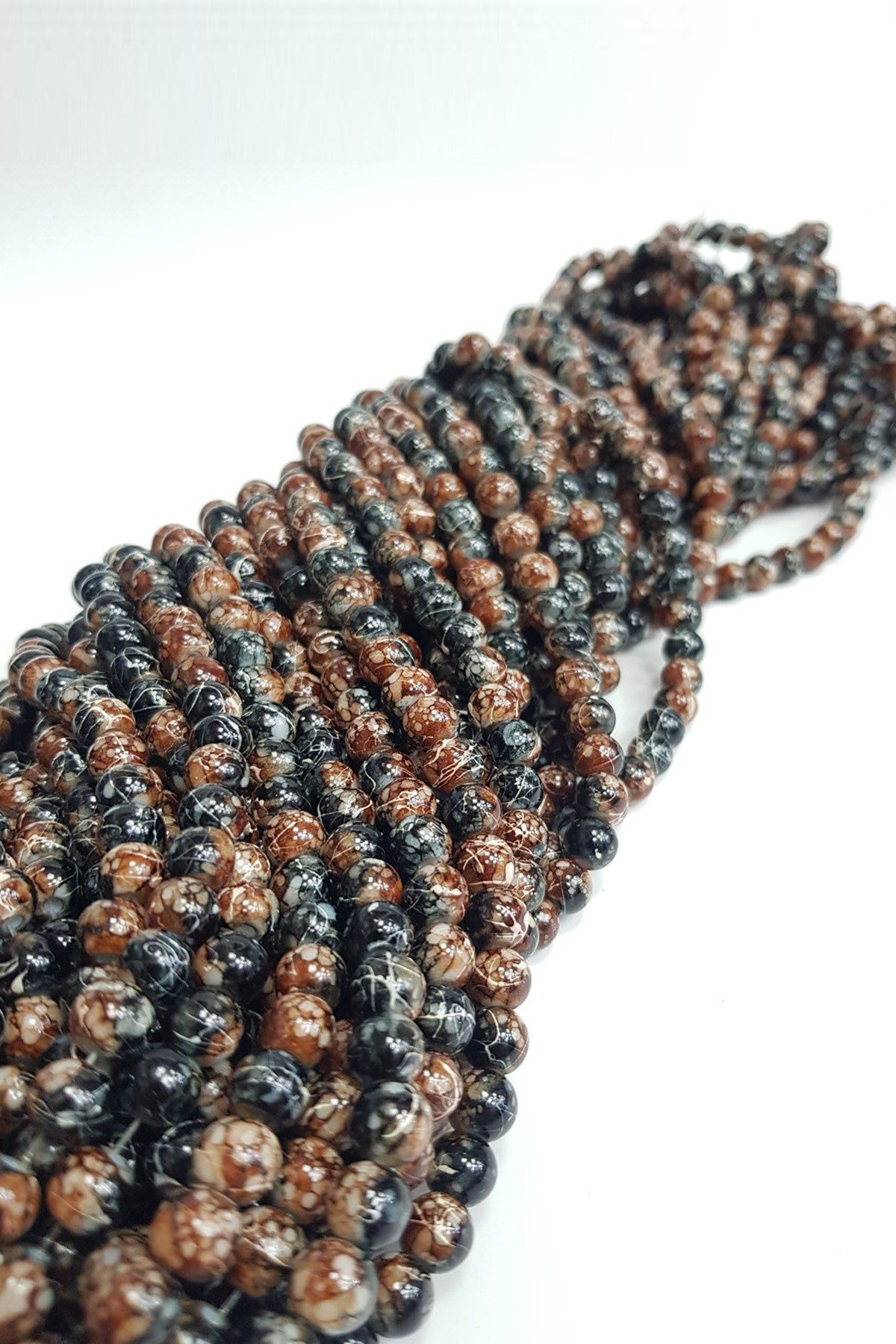 Siyah-Kahve Desenli Dizi Cam Boncuk